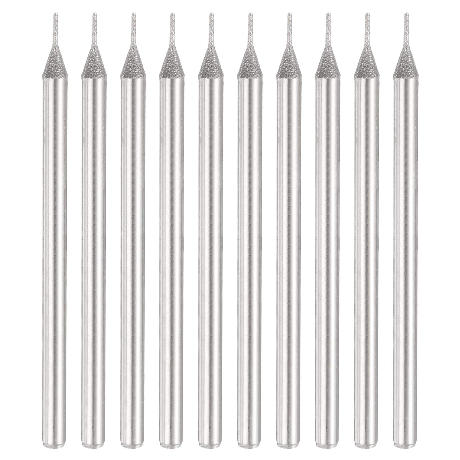 Harfington 10pcs 80 Grits Diamond Hole Saw Cylindrical Head Grinding Drill Bits 0.4mm Cylinder Head Carving Drilling Hole Tools with 2.35mm(3/32in) Shank for Gems Glass Agate Jade Emerald