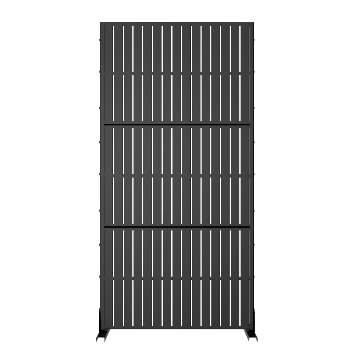 Wooakway - Modern 35 in. L x 16 in. W x 72 in. H Black Galvanized Steel Dig Privacy Galvanized (1...