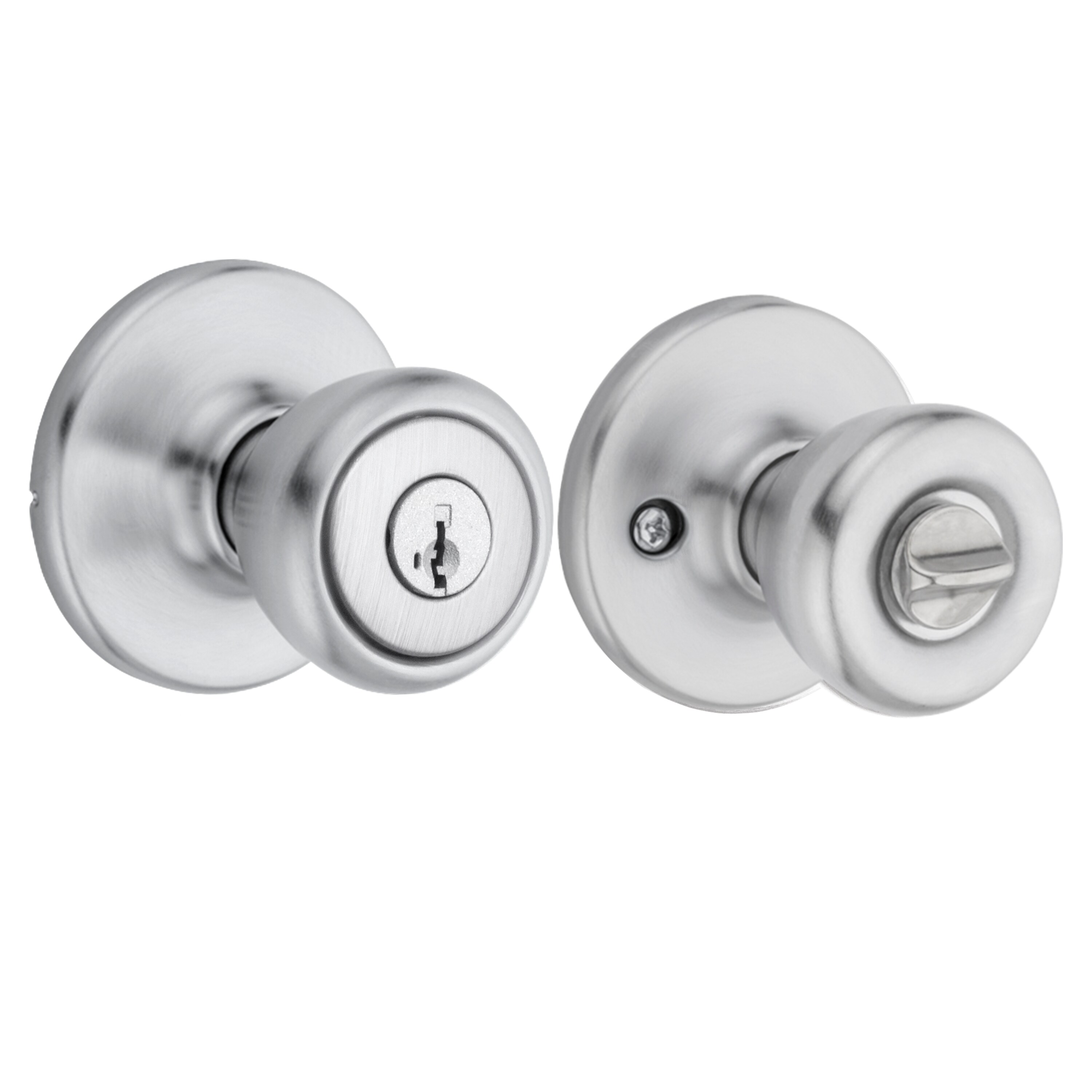 Kwikset Security Tylo Satin Chrome Keyed Entry Door Knob at Lowes.com