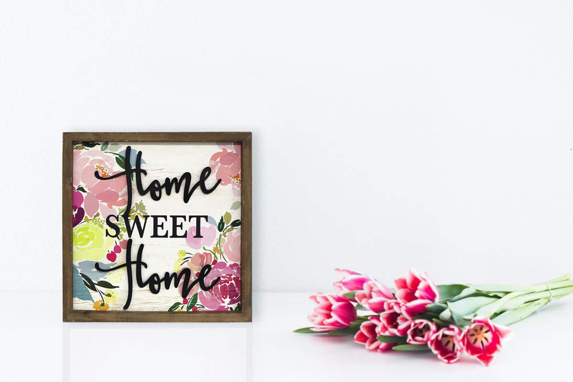 Home Sweet Home Floral Wood Wall Sign, 15.8" x 15.8"