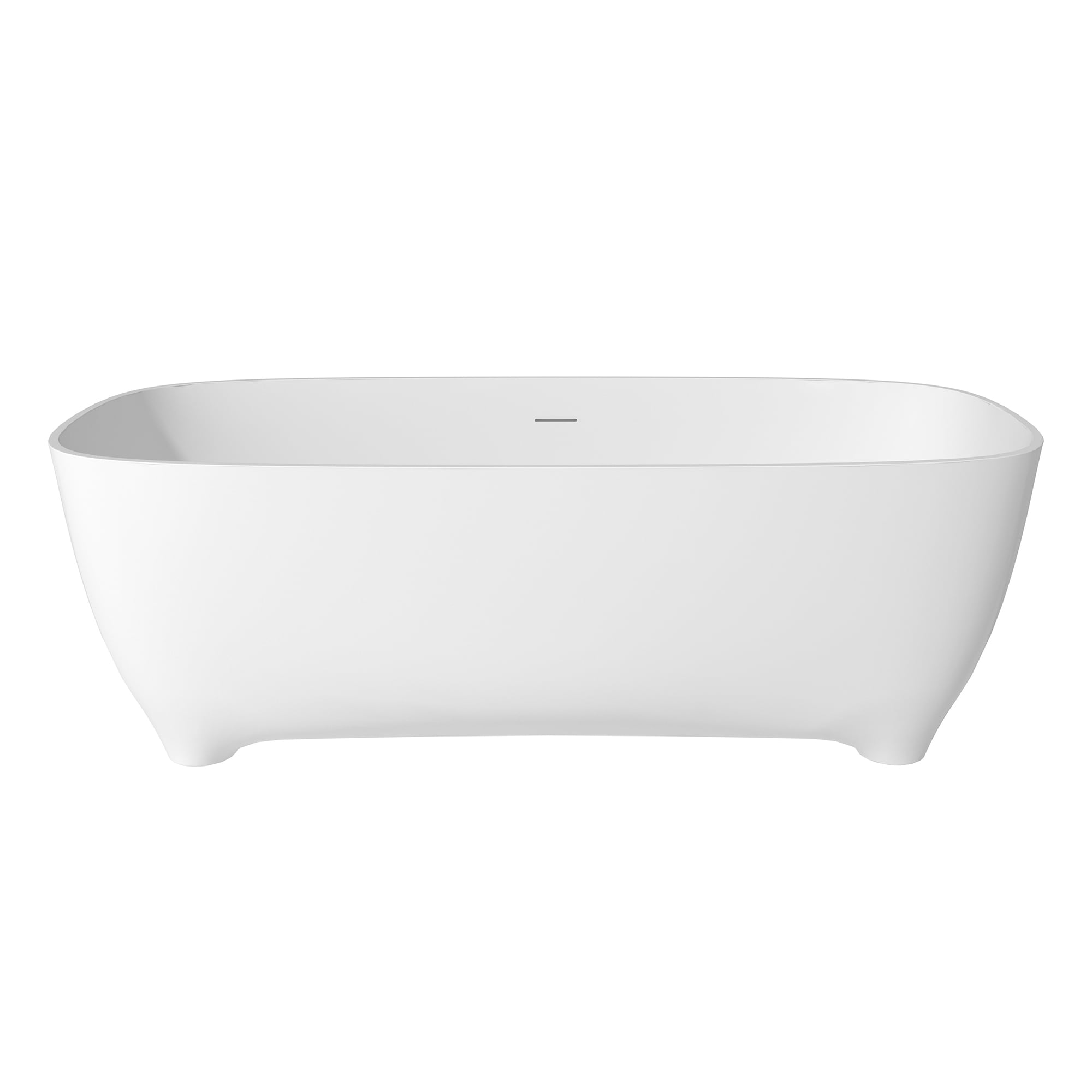 CASAINC CA06003S67MW 29.53-in x 66.93-in Matte White Solid Surface Oval Freestanding Soaking Bathtub with Drain ( Center Drain )