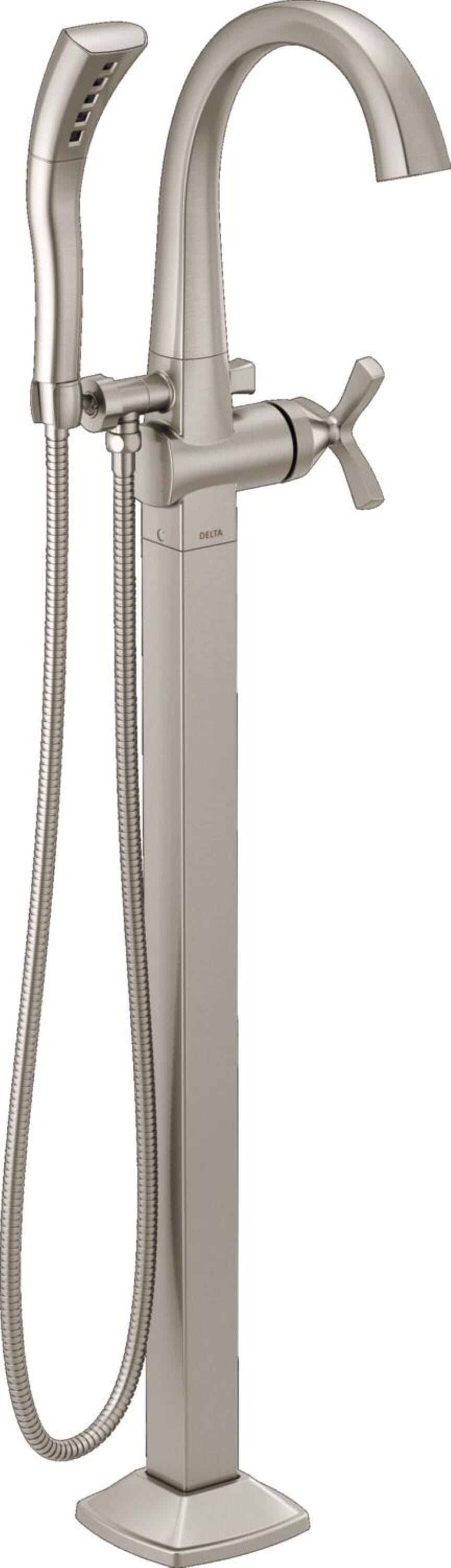 Delta T47776-SS-PR-FL Lumicoat Stainless 1-handle Freestanding High-arc Bathtub Faucet with Hand Shower