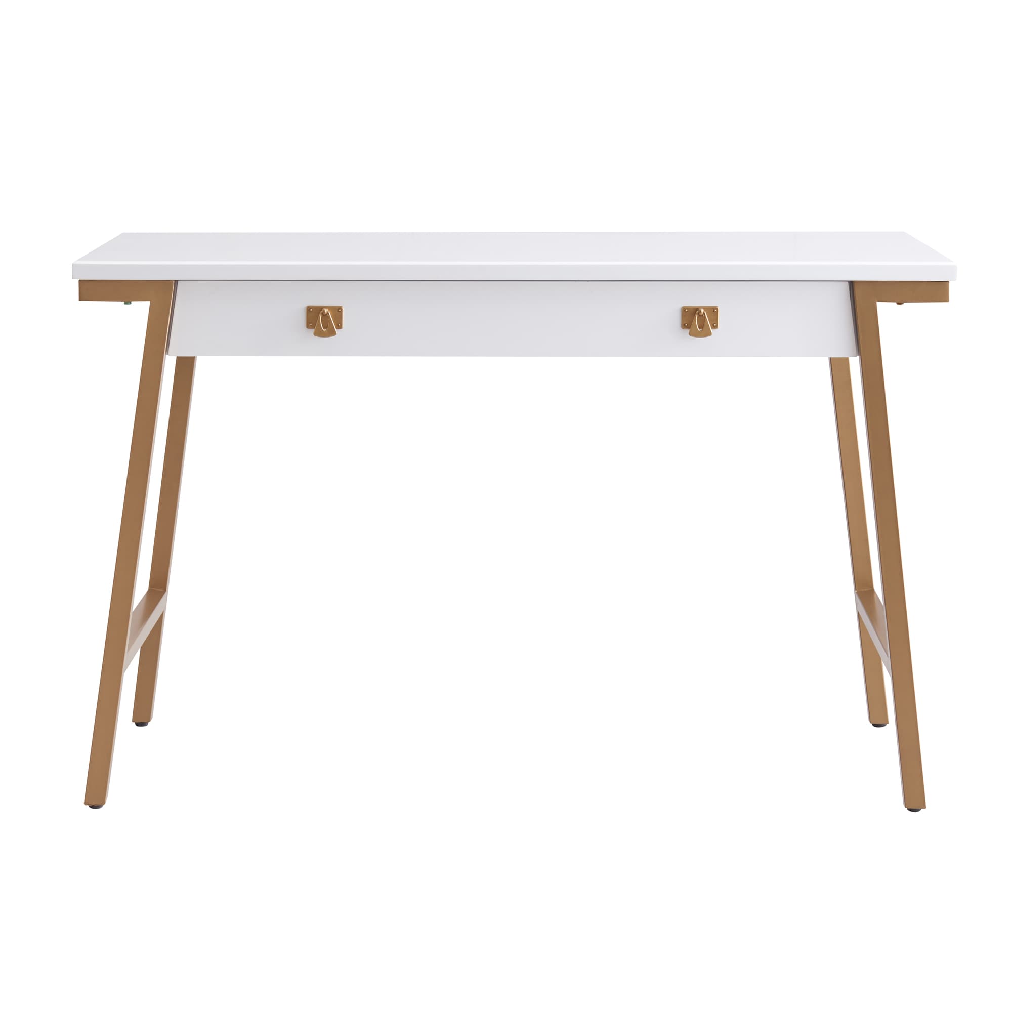 Claudette 48 Wide White Gold Corner Computer Writing Desk