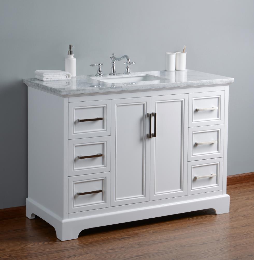 Stufurhome 48-in White Undermount Single Sink Bathroom Vanity with ...