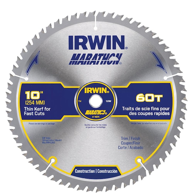 IRWIN Marathon 10-in 60-Tooth Standard tooth Carbide Circular Saw Blade IRWIN Marathon 10-in 60-Tooth Standard tooth Carbide Circular Saw Blade