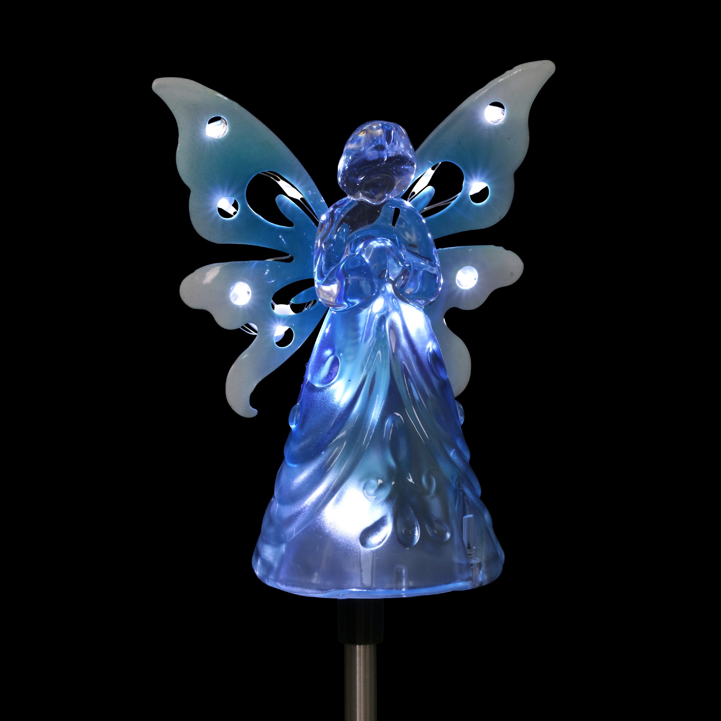 Solar Blue Acrylic Angel Garden Stake with LED Lights
