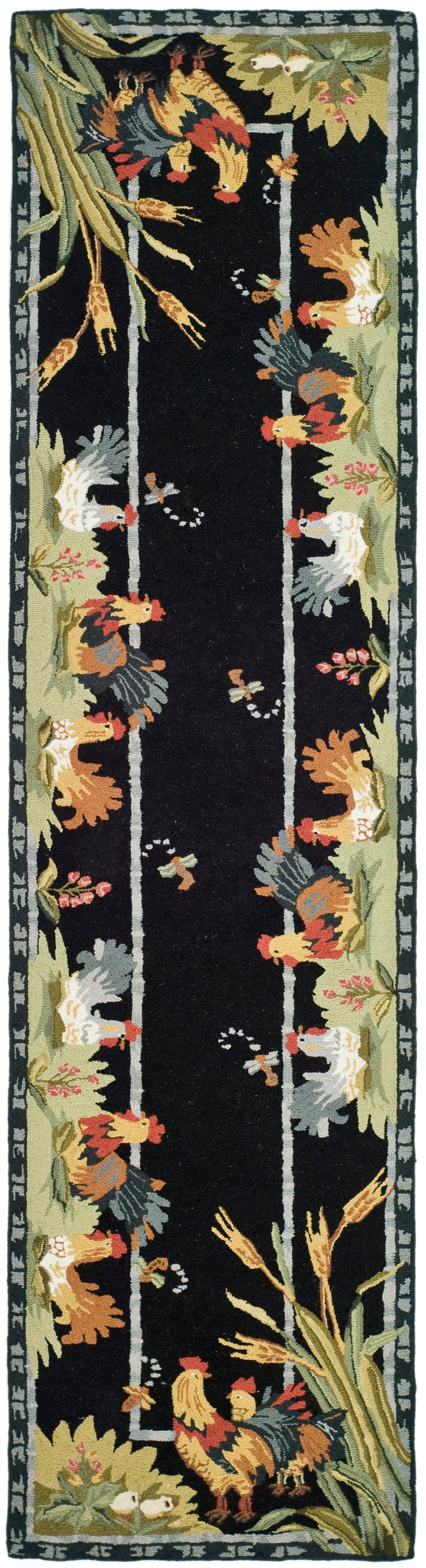 Safavieh HK56B-26 Chelsea Haan 3 x 6 (ft) Hooked Wool Black Rectangular Indoor Floral/Botanical Runner rug