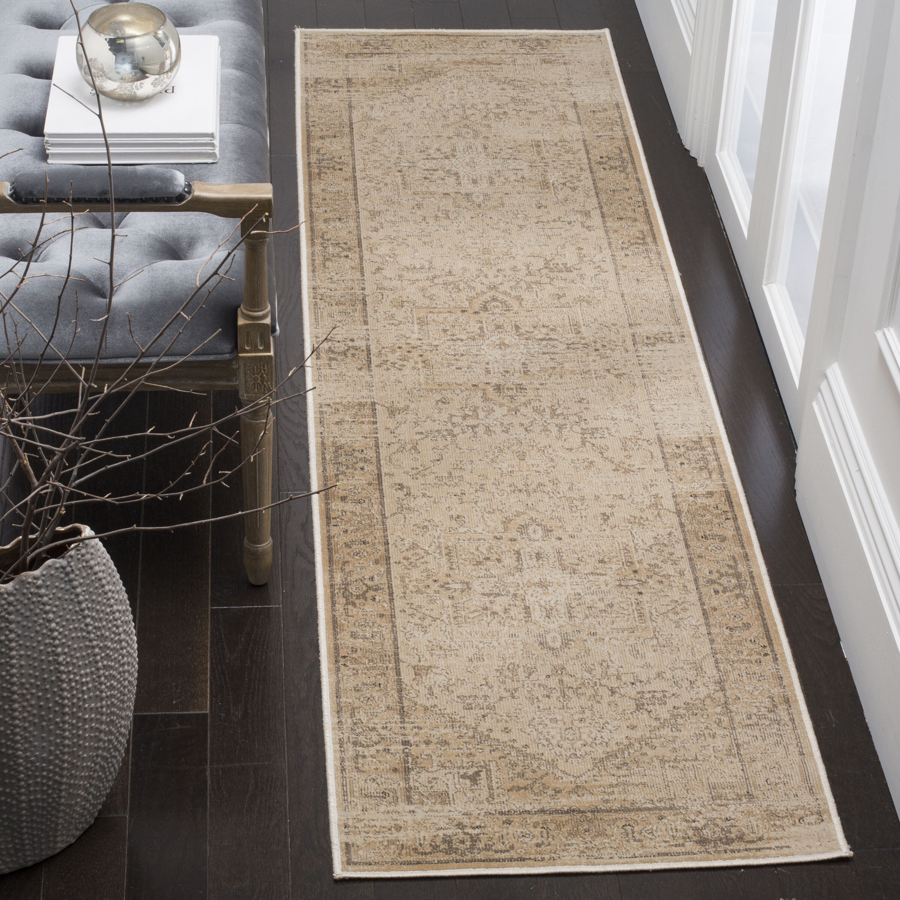Safavieh VTG114-3440-28 Vintage Homaz 2 x 8 (ft) Loomed Synthetic Stone Rectangular Indoor Distressed/Overdyed Vintage Runner rug