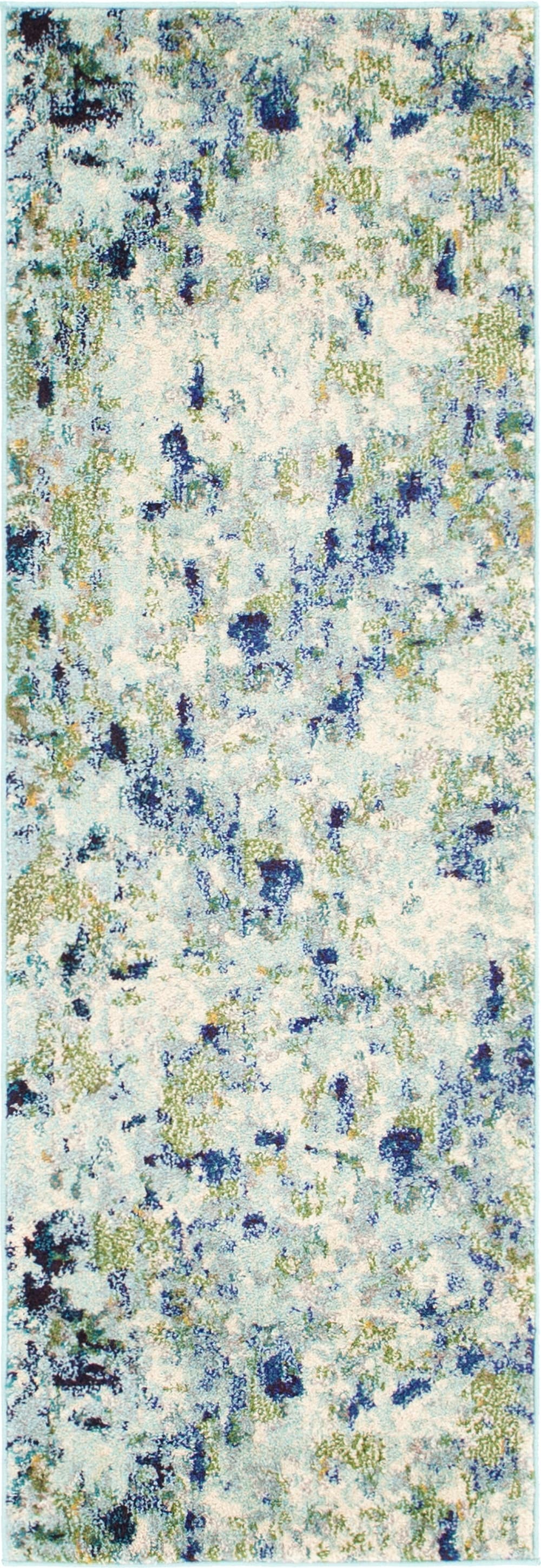 Unique Loom 3142233 Champagne Chromatic 2 x 6 (ft) Loomed Polypropylene Light Blue/Ivory Rectangular Indoor Abstract Bohemian/Eclectic Runner rug