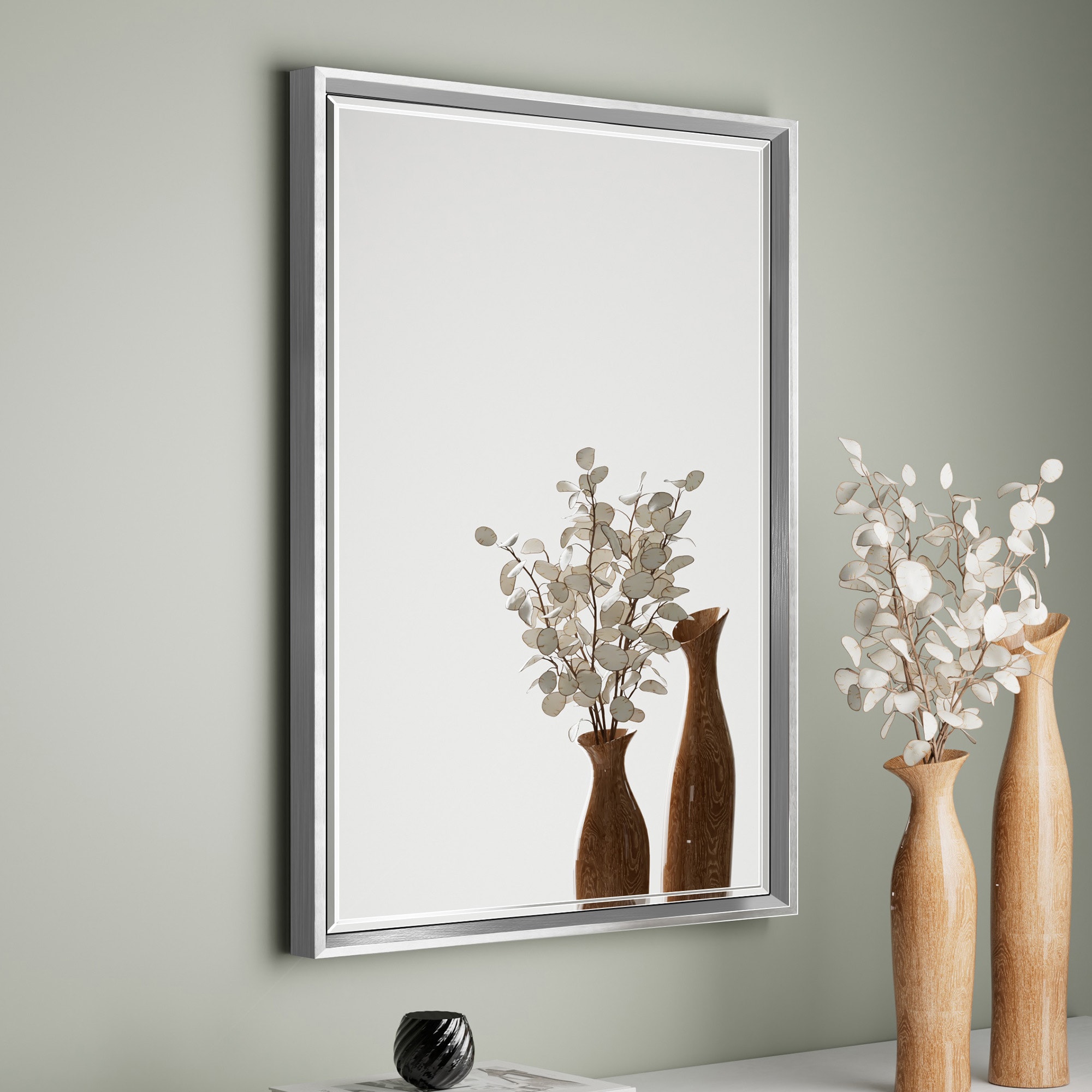 QueenFun - Bathroom Mirrors 22-in W x 30-in H Rectangle Silver Beveled Vanity Mirror