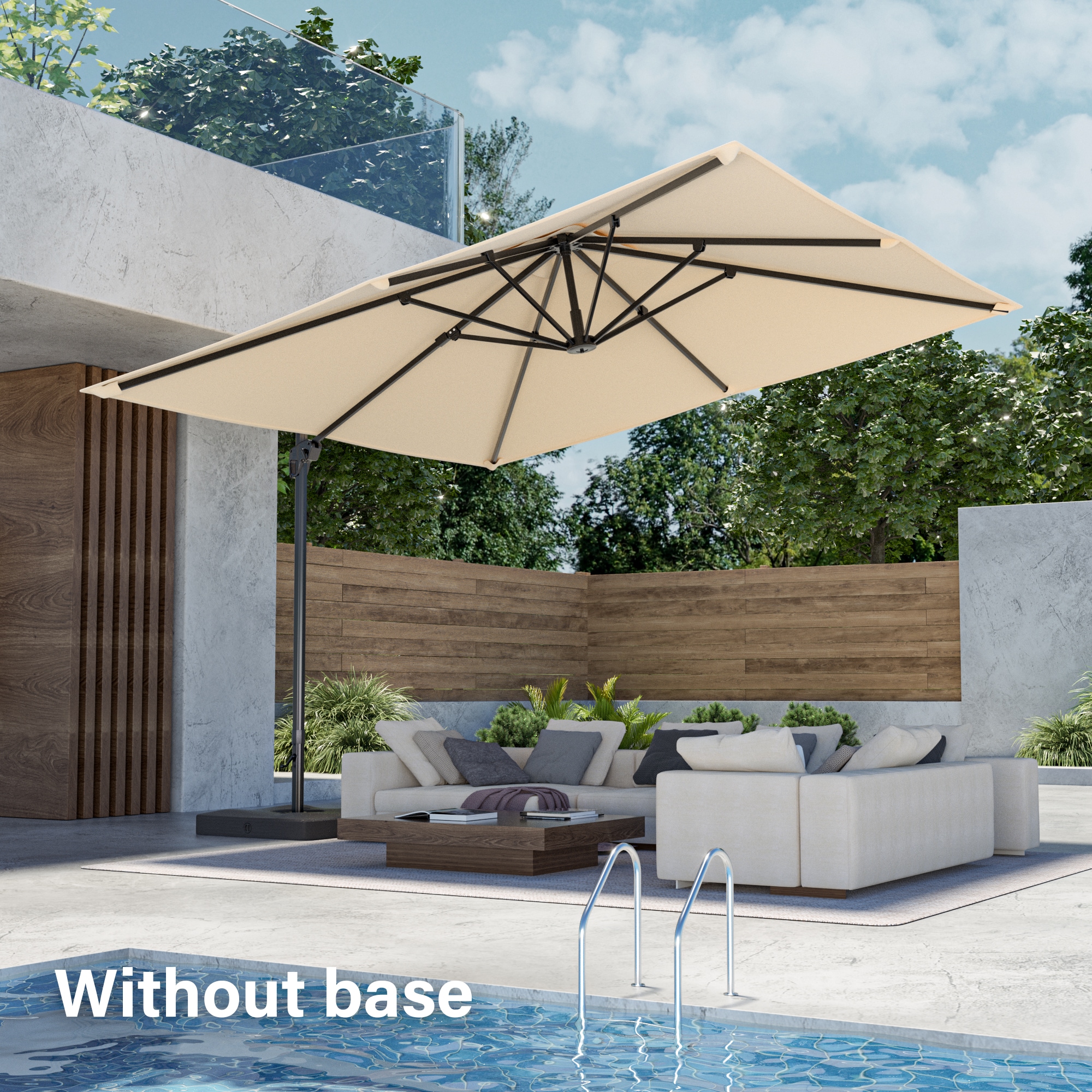 ACEGOSES LW-1010-SD 10-ft Aluminum Tan No-tilt Cantilever Patio Umbrella