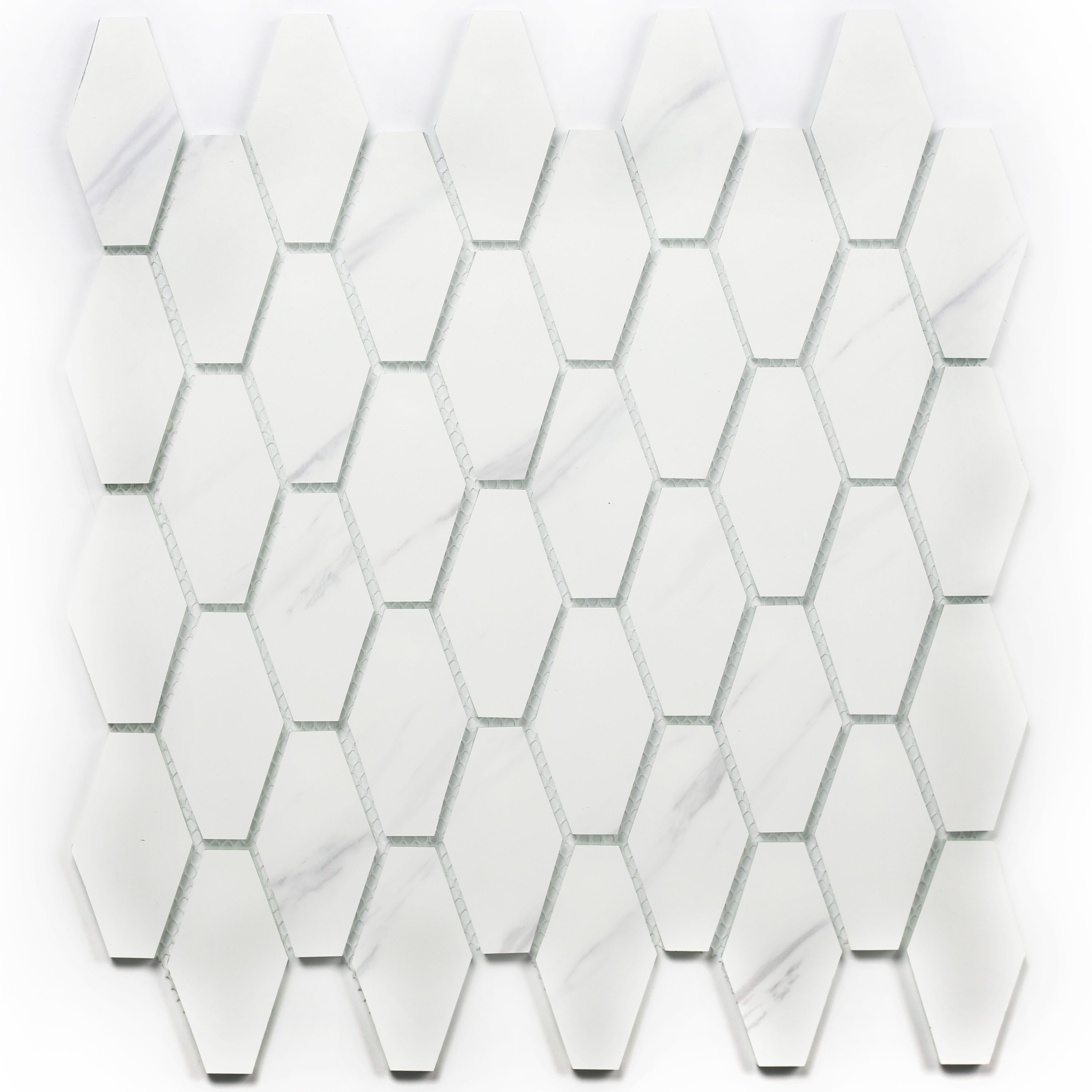 Abolos LWSMSCEHE-CW Carrara White Carrara white 11-in x 11-in Matte Glass Marble look Hexagon Mosaic Wall Tile ( 10-sq ft Carton