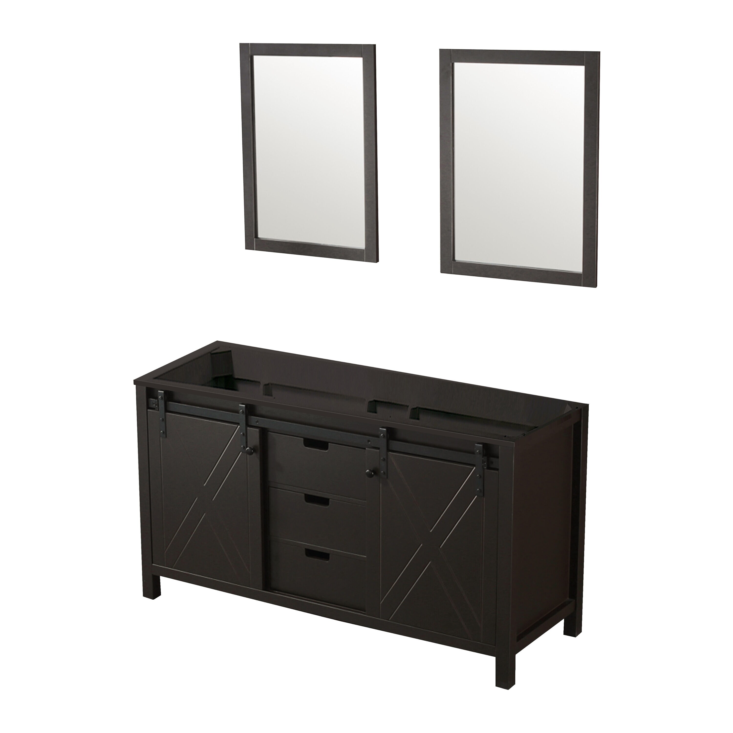 Lexora Marsyas 60-in Brown Bathroom Vanity Cabinet (Mirror Included)