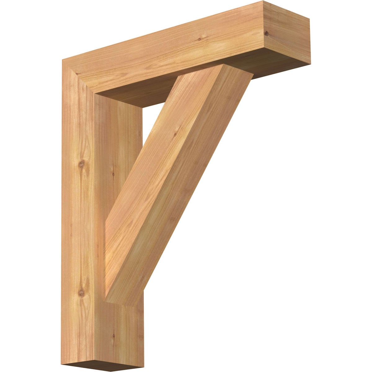 Ekena Millwork 1464838 Traditional block smooth bracket with offset brace Western Red Cedar Wood Standard Bracket