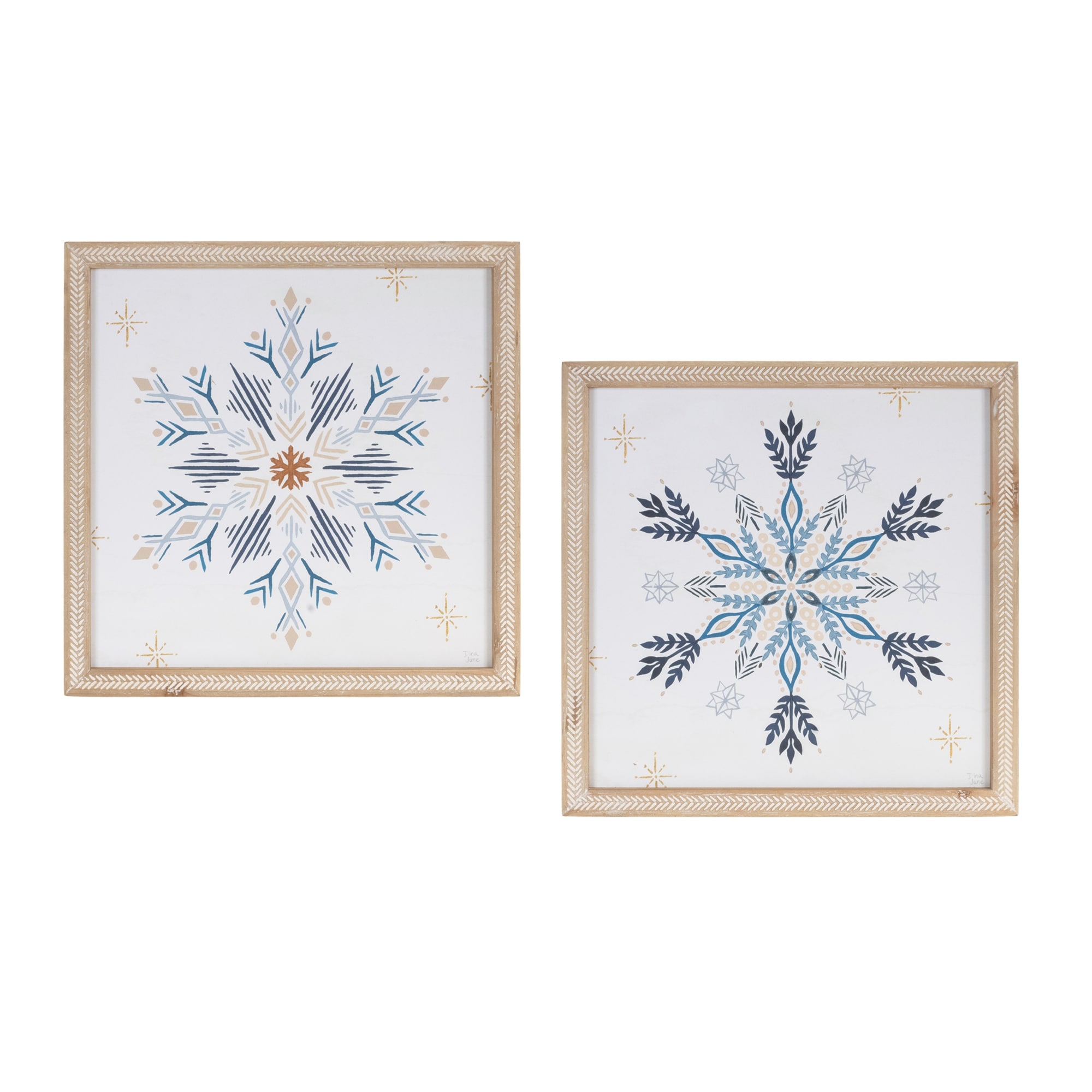 Melrose International 90186DS Snowflake Print (Set of 12) 13.5SQ MDF