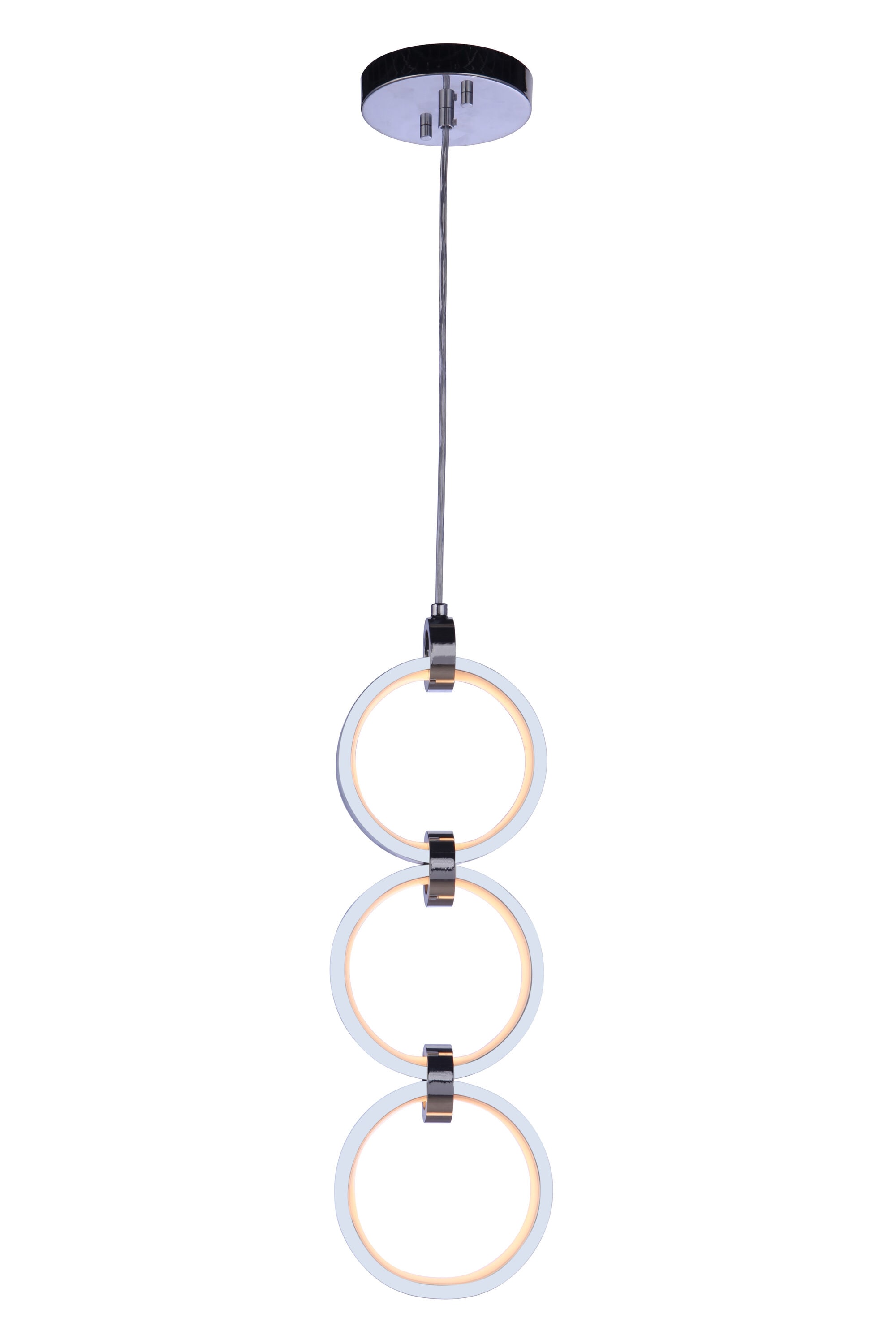 Modern Black and Chrome LED Pendant Light with Aluminum Rings
