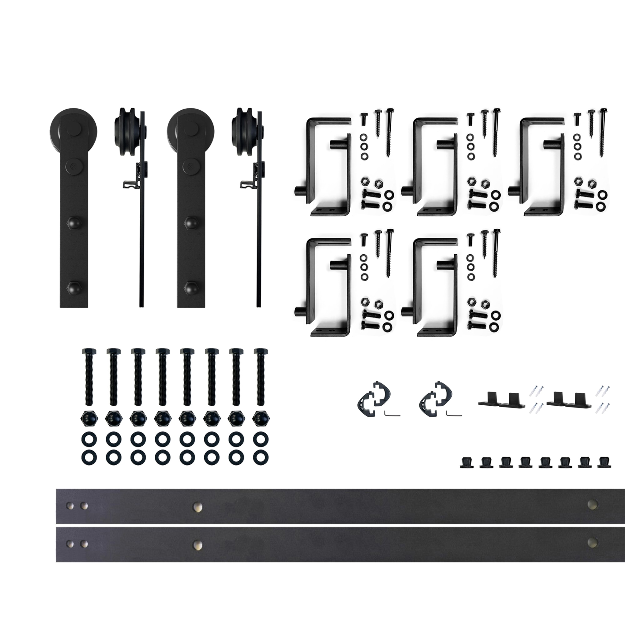 HOMACER ZT4TGH072C 72-in Rustic black Black Indoor I-strap Double bypass Barn door hardware kit