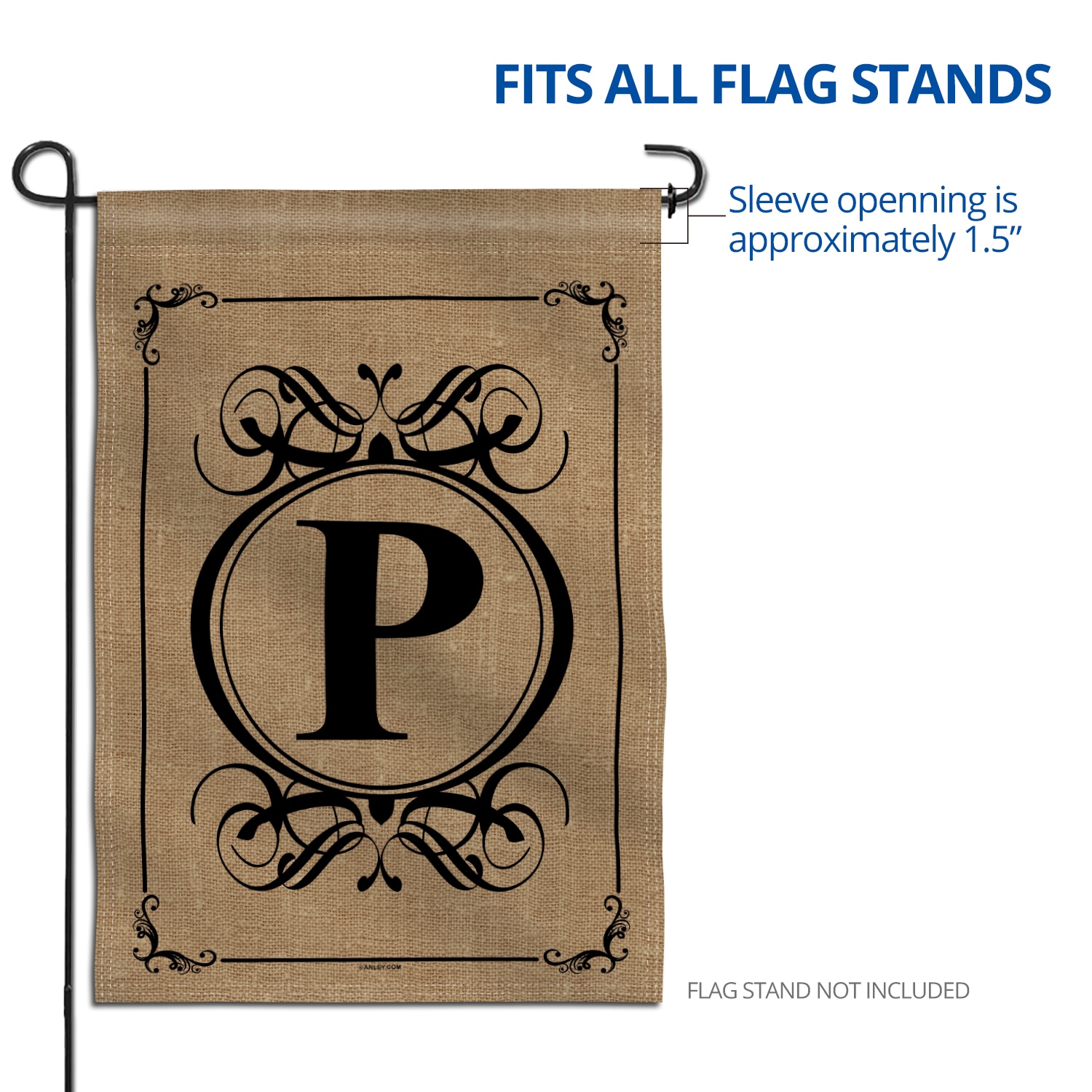 Classic Monogram Letter P Beige and Black Garden Flag