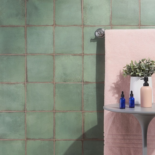 Artmore Tile Coronado Green 8-in x 8-in Matte Porcelain Encaustic Floor ...