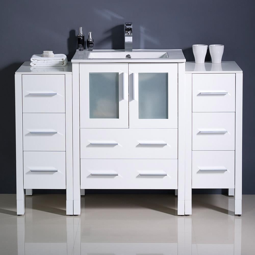 Fresca FCB62-122412WH-I Torino 48-in White - 3 PCS Single sink Bathroom Vanity with White Ceramic Top