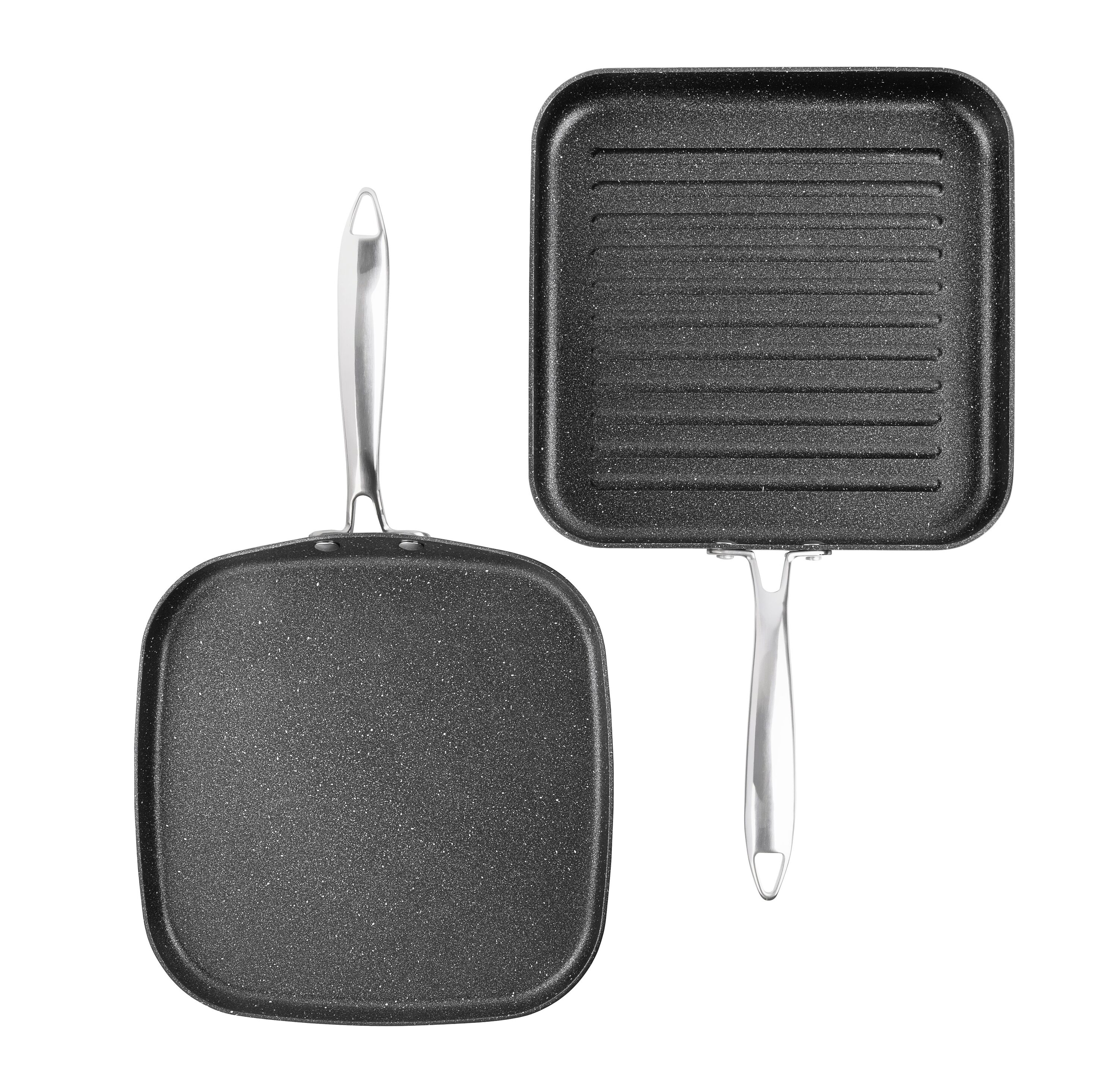 Tasty Non-Stick Cast Aluminum Griddle Grill Pan, Red, 12