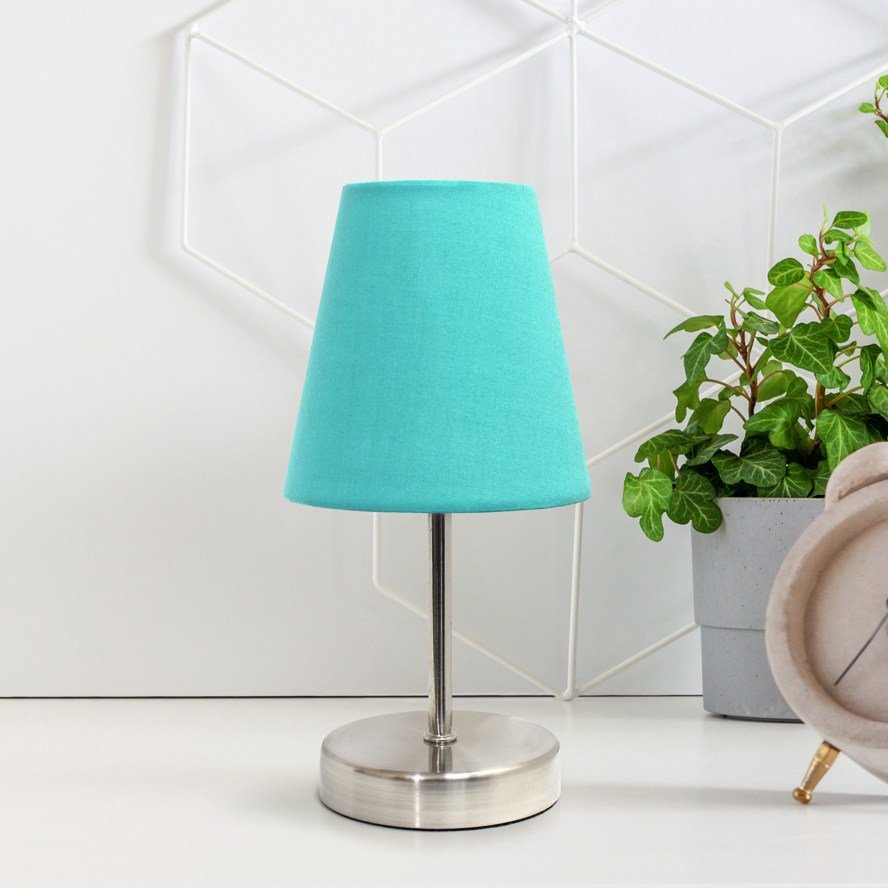 Creekwood Home CWT-2007-BL Nauru 10.5-in Blue LED Incandescent On/Off switch Stick Table Lamp with Fabric Shade