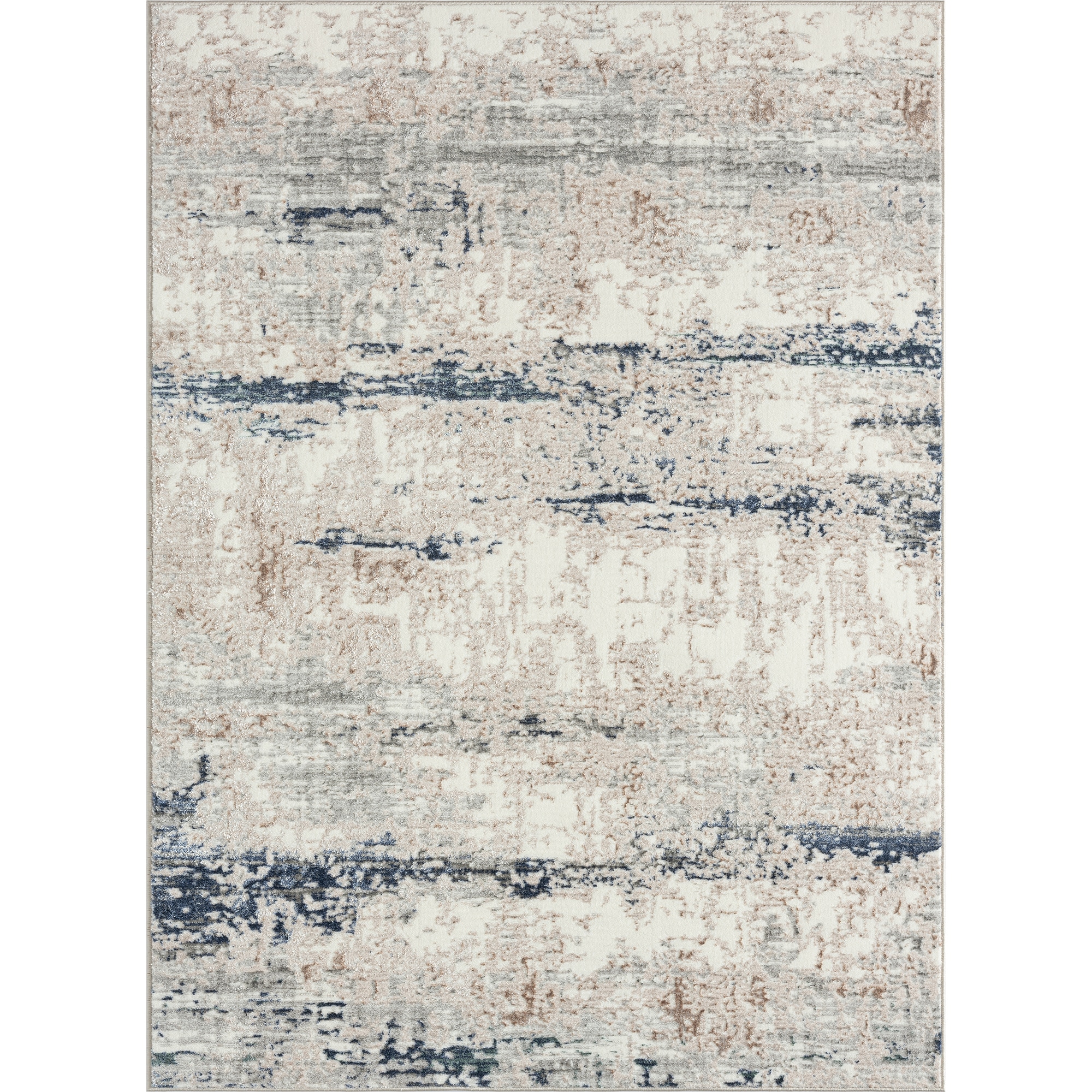 Gray and Beige Abstract Synthetic 5' x 7' Area Rug