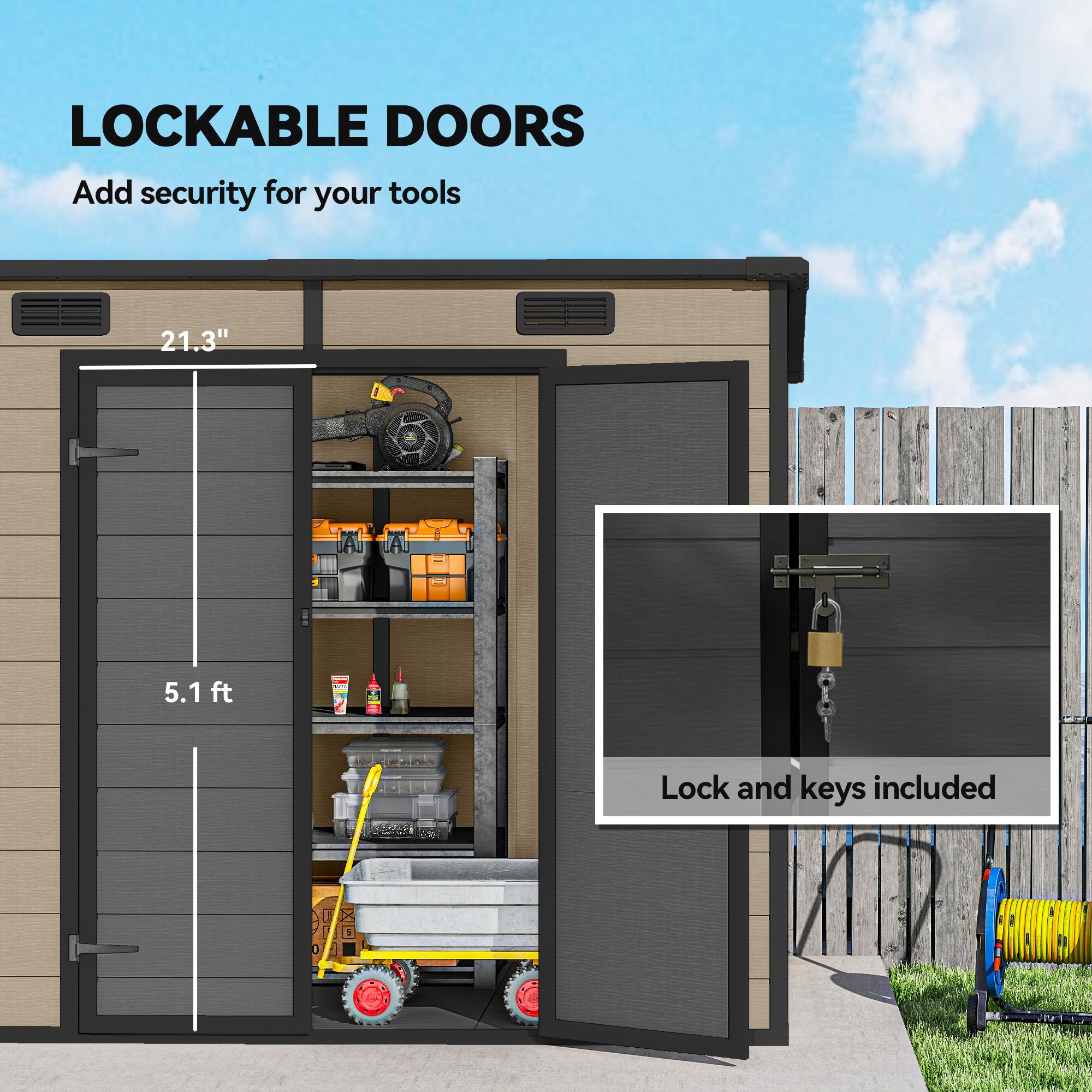 Outsunny 84H-156V00LR Metal-Storage-Buildings-Sheds - View #7