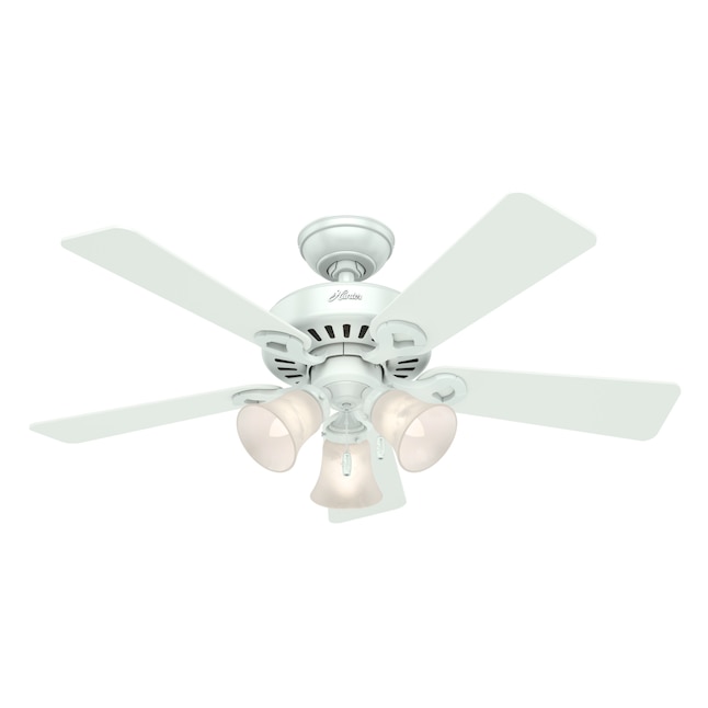Hunter Ridgefield Ii 44 In White Indoor Downrod Or Flush Mount Ceiling Fan With Light 5 Blade The Fans Department At Com - Do Hunter Ceiling Fans Have Fuses