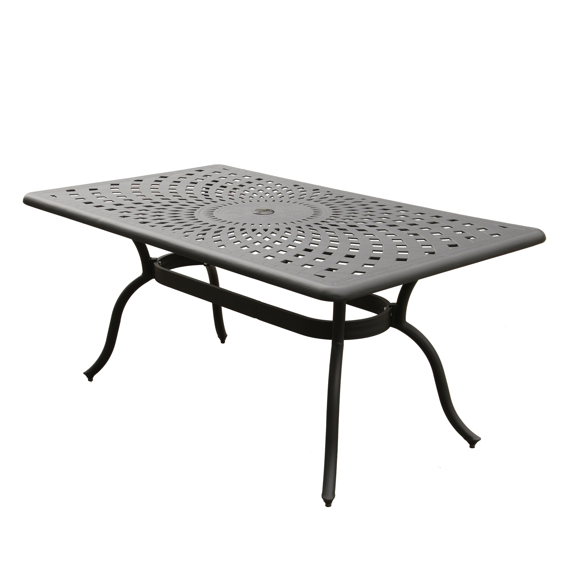 Oakland Living 1060-RECT-67-MR-LBK Patio Dining Table Rectangle Outdoor Dining 67-in W x 37.4-in L with Umbrella Hole