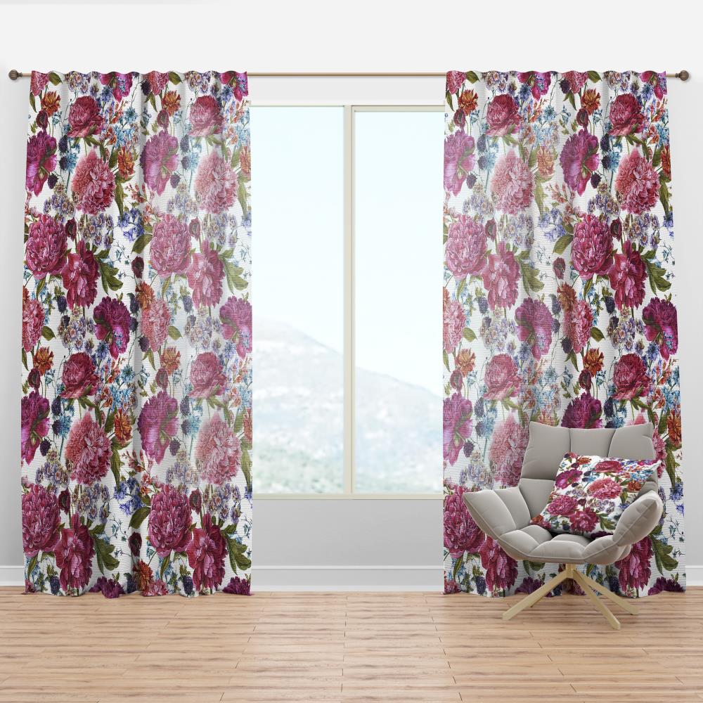Designart CTN19304-52-63 63-Inches Red Floral Room darkening Thermal lined Rod pocket Single curtain panel