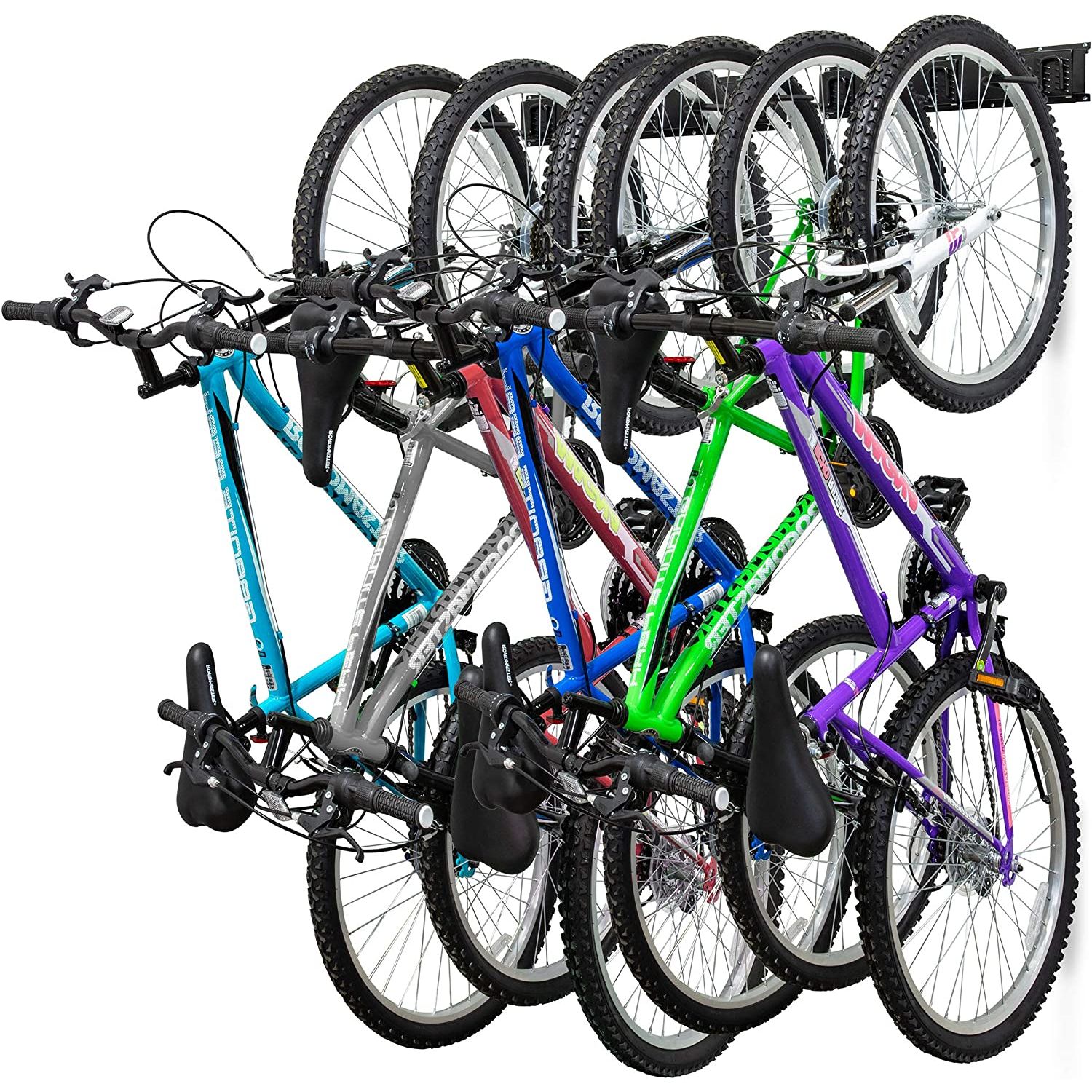 DAMEING Bike Storage Rack, Garage Wall Mount Bike Rack, Holds 6 Bicycles &  6 Helmets, Up to 500lbs, Heavy Duty Bike Hangers for Garage, Bike Hooks for