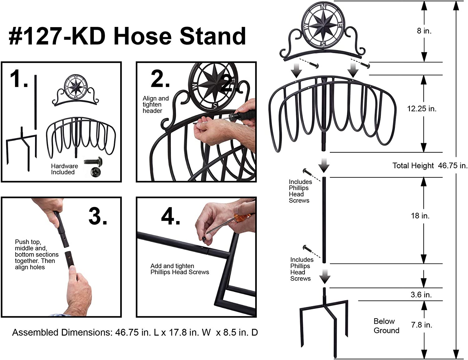 Liberty Garden Americana hose stand Steel 125-ft Stand Hose Reel in the  Garden Hose Reels department at