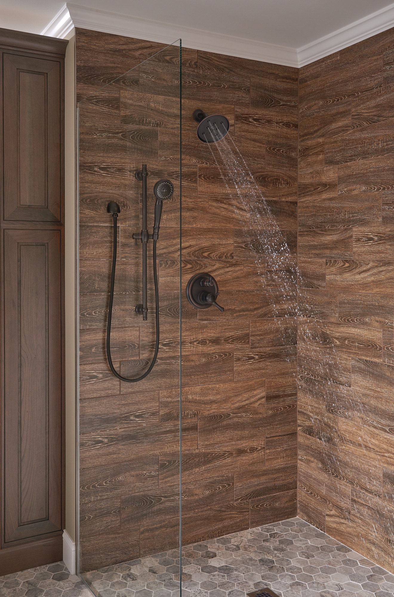 Venetian Bronze Wall-Mounted Lever Shower Trim