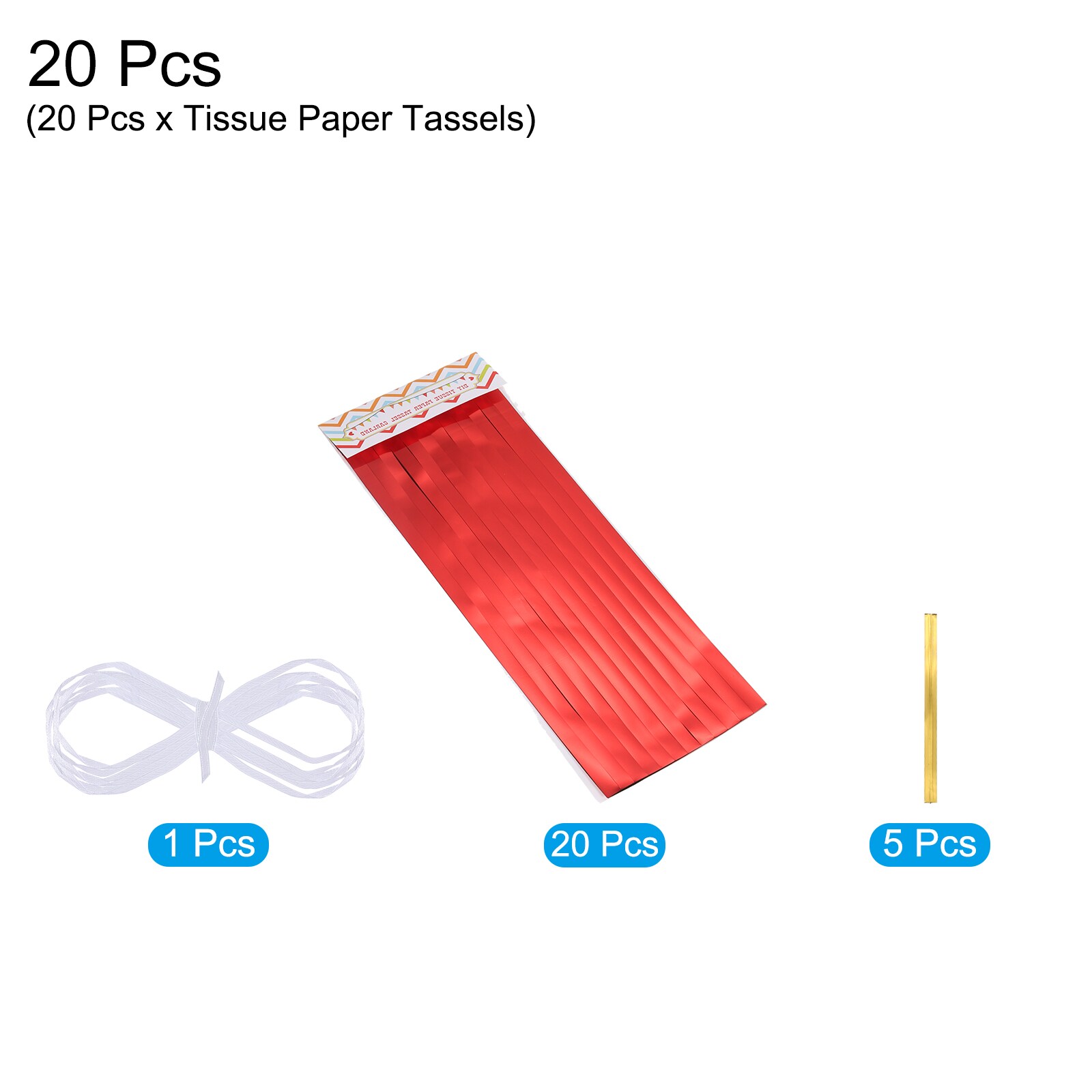 Unique Bargains 20Pcs Red Tassel Garland Banner with Rope Tissue Paper ...
