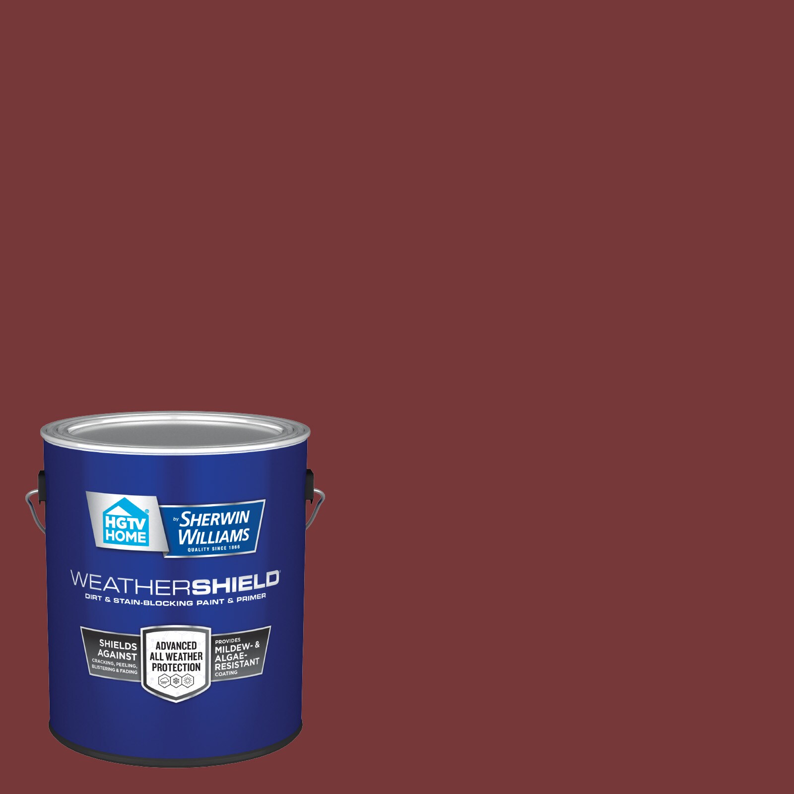 HGTV HOME by Sherwin-Williams 1011-4-636332 Weathershield Flat Posh Red 1011-4 Latex Exterior Paint + Primer ( 1-gallon )