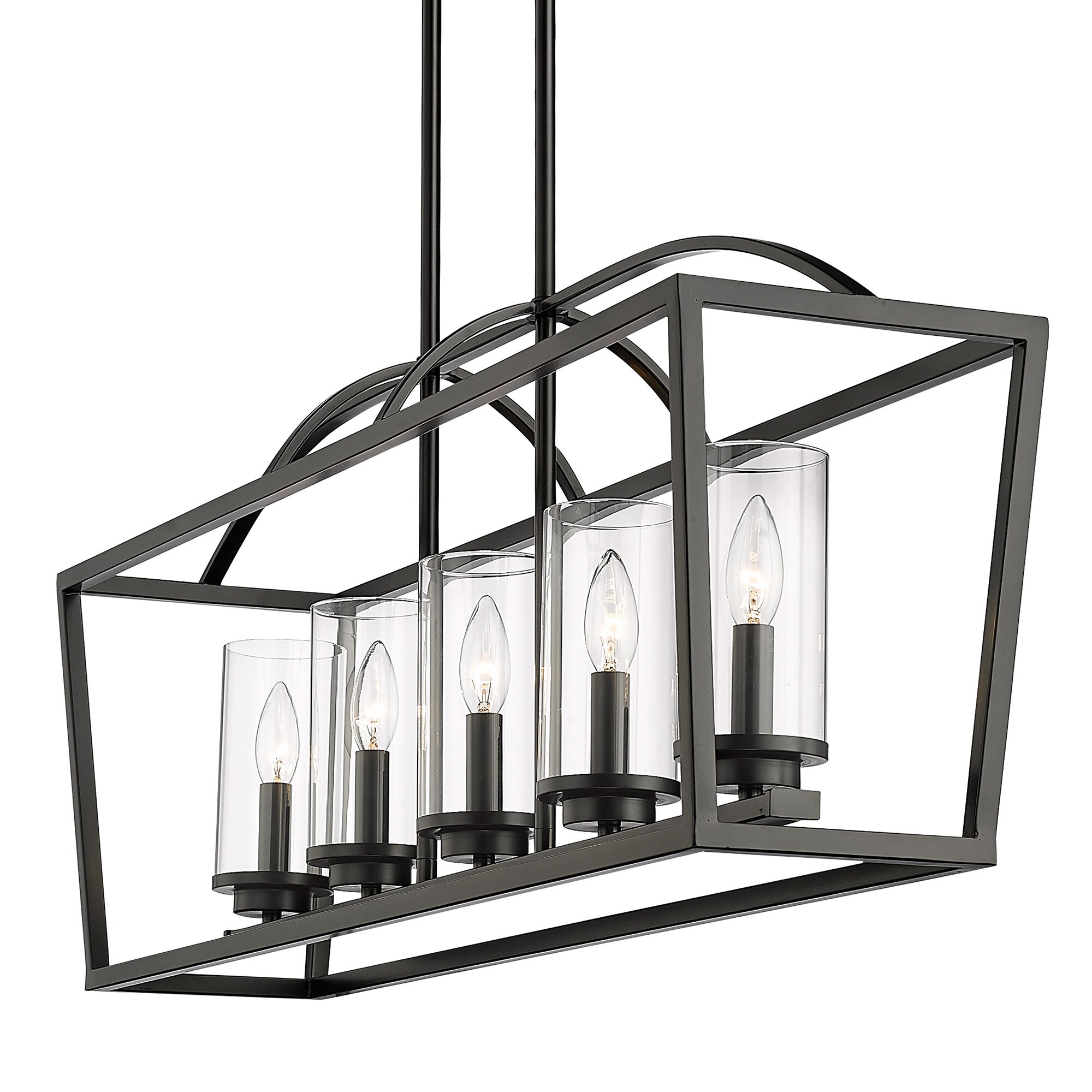 Mercer Matte Black and Clear Glass 5-Light Linear Pendant
