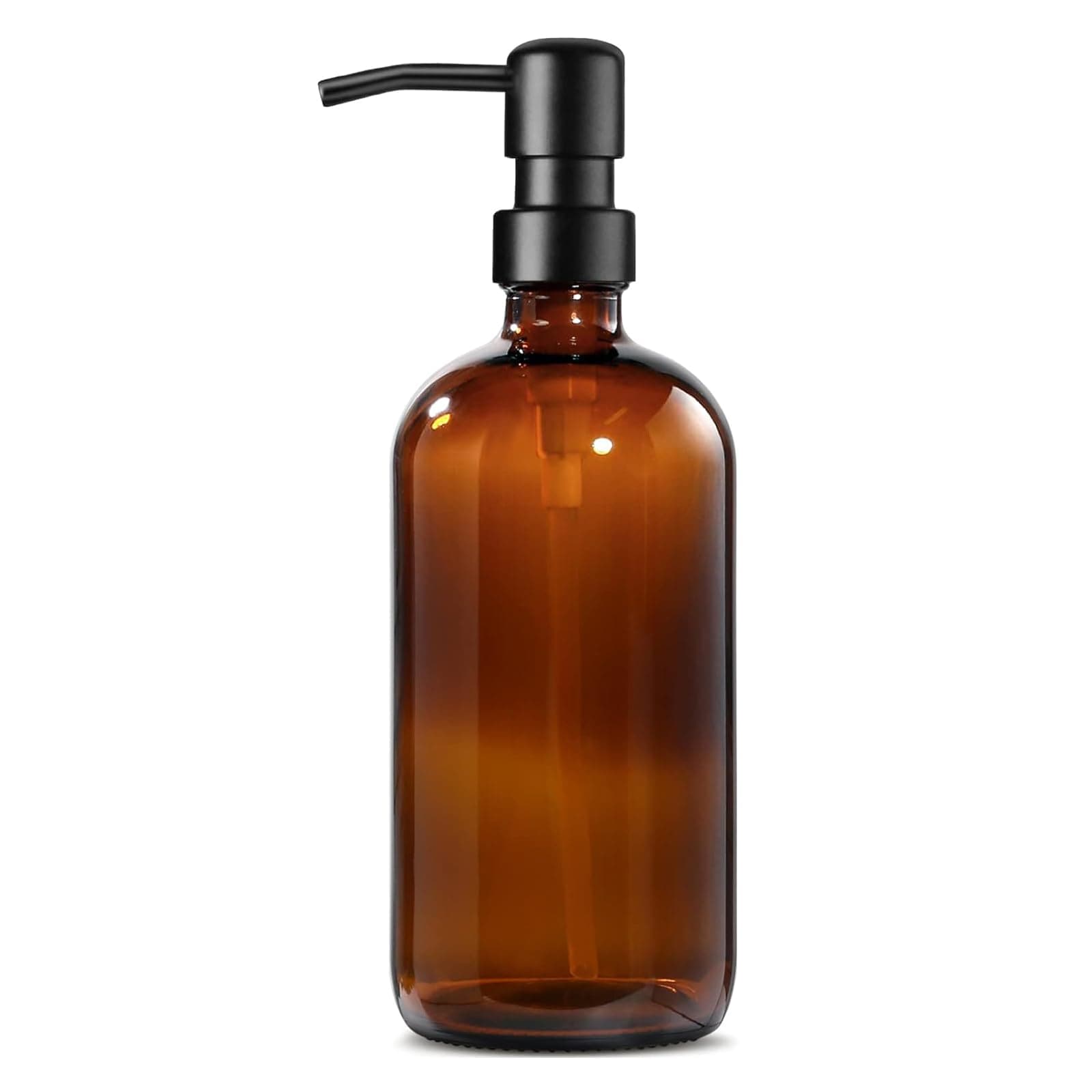 LILILIAN FMY  Amber Glass Soap Dispenser with Rustproof Stainless Steel Pump 17 Fl Oz Brown Liquid Soap Bottle for Kitchen Bathroom