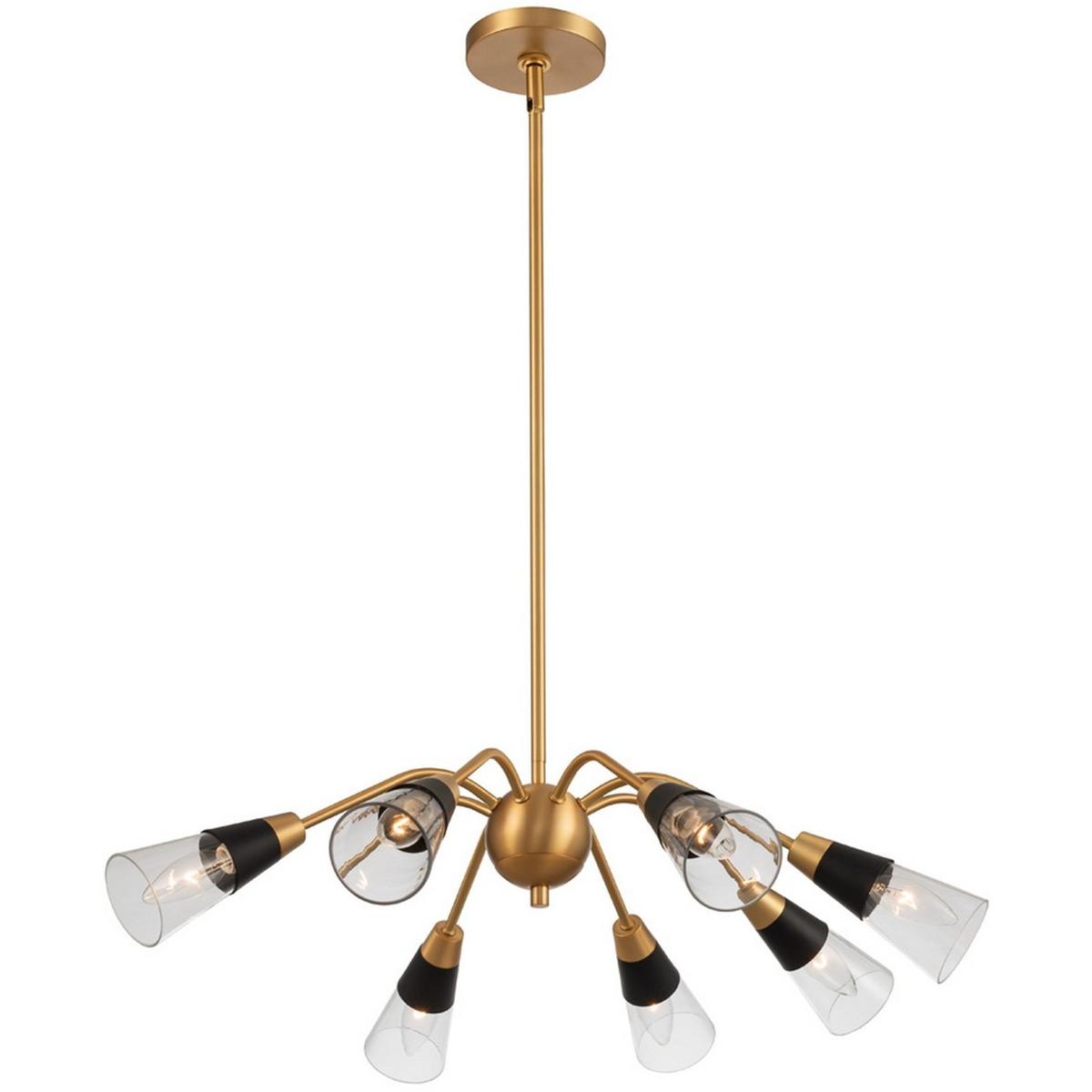 Kalco Lighting  513172BNB Ponti 8 Light 28 inch Matte Black with New Brass Chandelier Ceiling Light