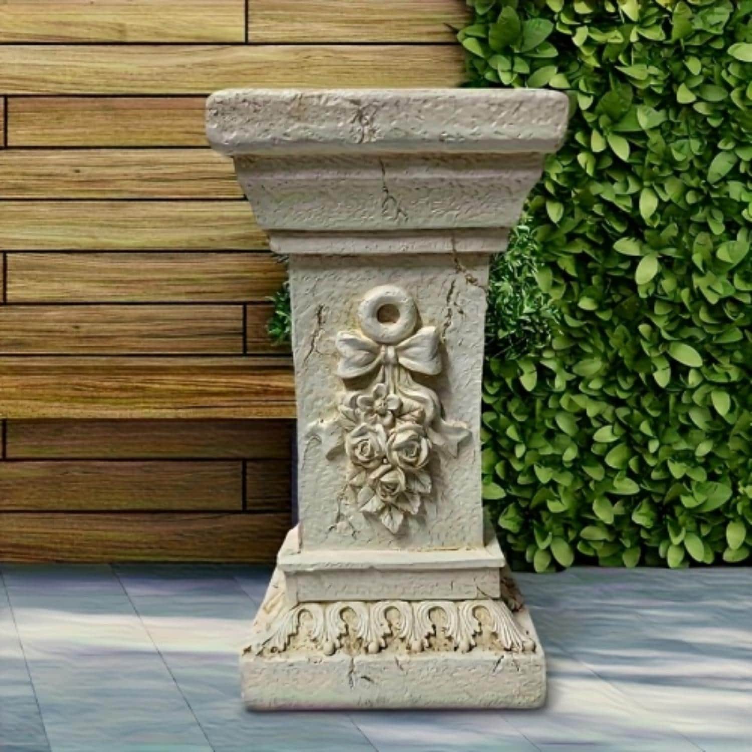 GDFStudio Roman Column Pedestal 12 Inch Retro Elegant White Ancient Greek Style Resin for Garden Wedding Indoor Outdoor Display