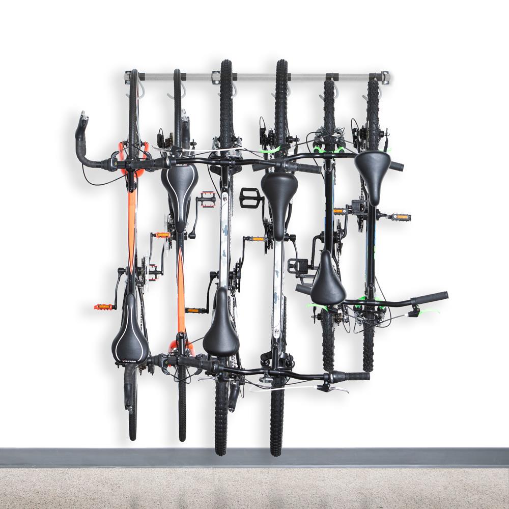 TheLAShop Bike Rack Garage Storage 8 Bike Hooks 3 Rails Wall Mount –