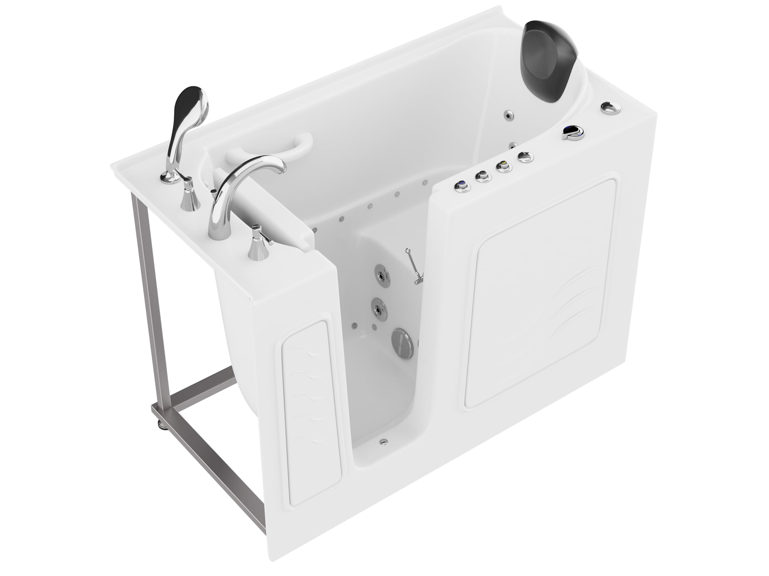 Endurance WTLSX Series 26.38-in x 52.75-in Glossy white Acrylic Rectangle Walk-in Whirlpool and Air Bath Combination Tub with Faucet Hand Shower with Drain ( Left Drain )