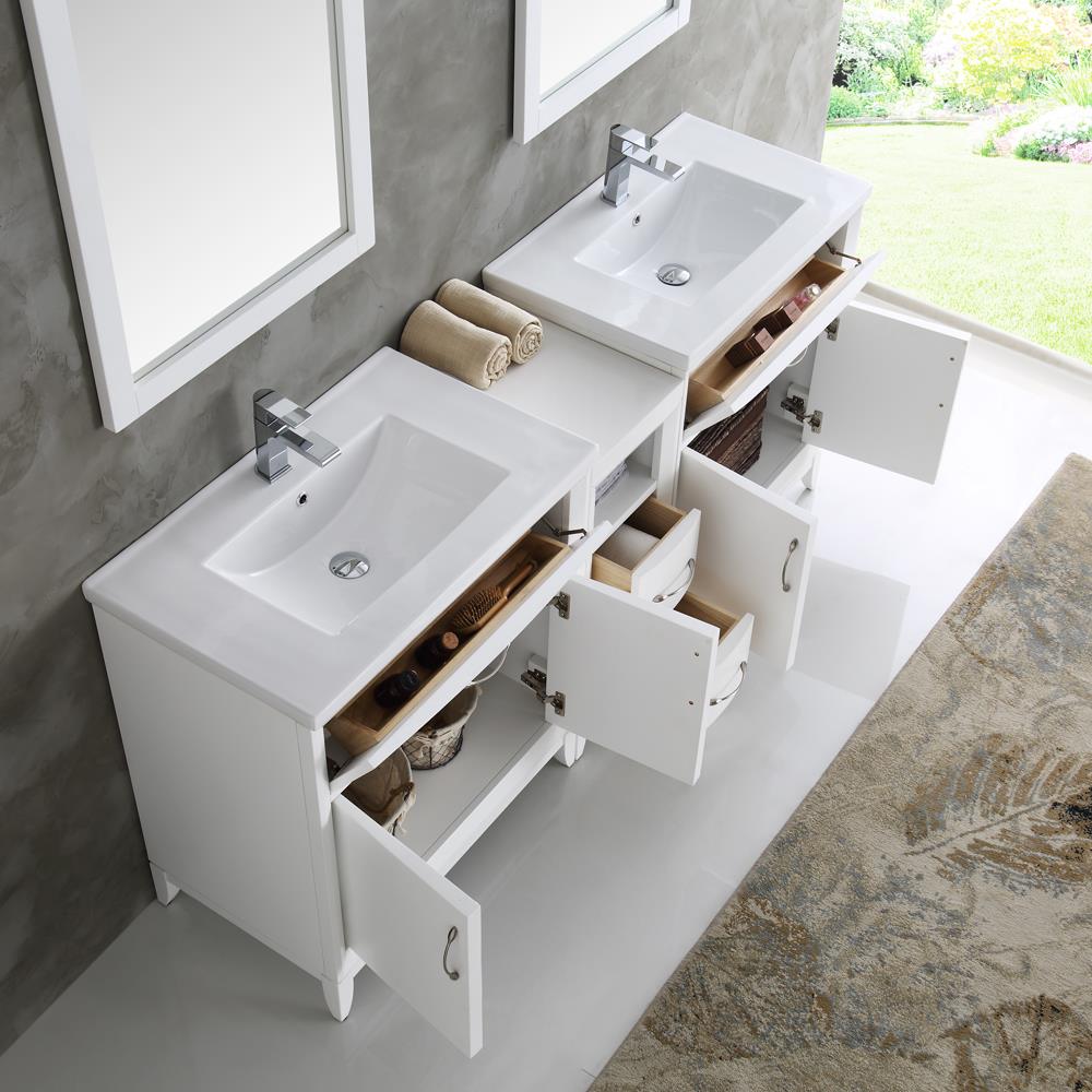 Fresca Cambridge 72-in White Double Sink Bathroom Vanity with White ...