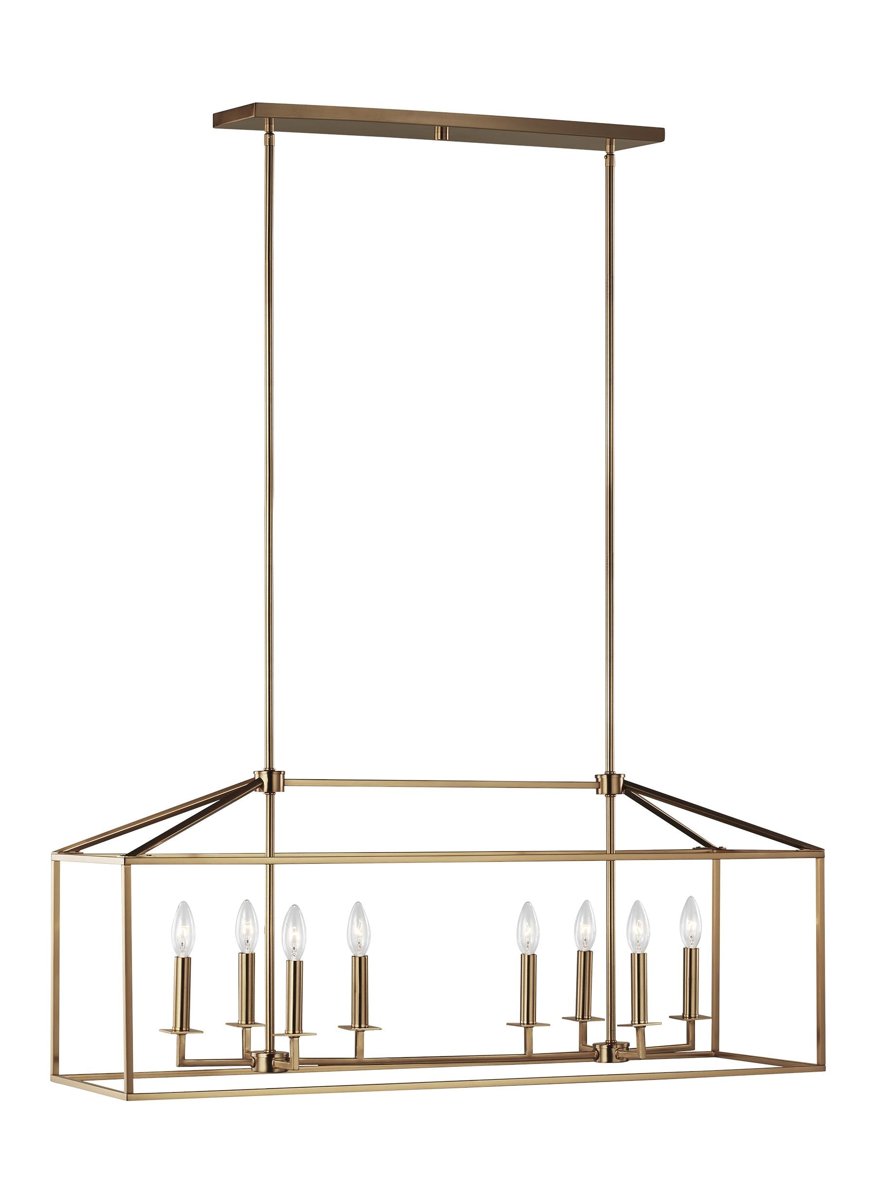 Generation Lighting 6615008-848 Perryton 8 -Light Satin Brass Transitional Geometric Large Hanging Kitchen island light