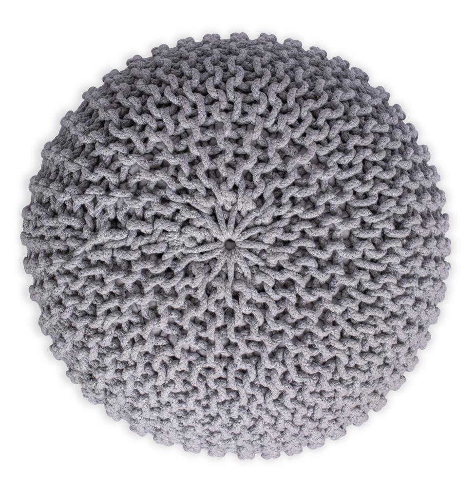 neovlašten Telegraf na oprezu  BirdRock Home Hand Knitted Poufs Casual Grey Round Ottoman in the Ottomans  department at Lowes.com
