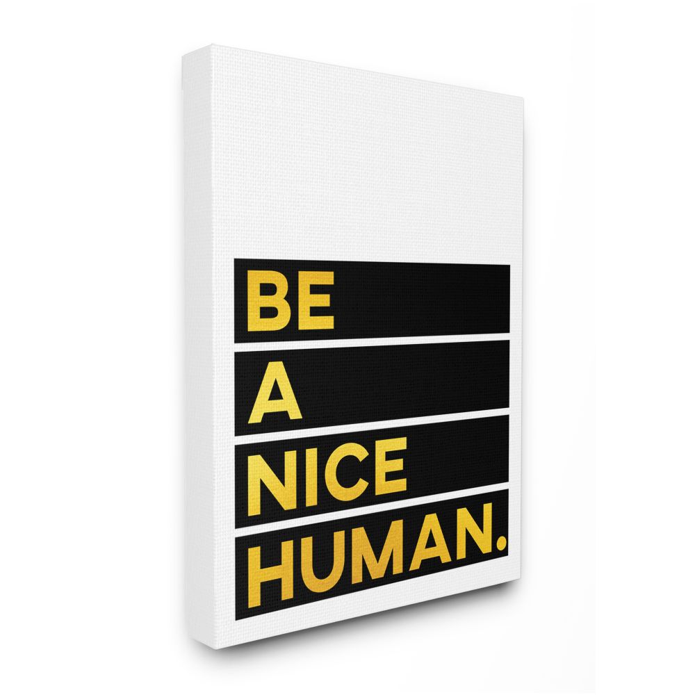 Stupell Industries AB-910-CN-24X30 Be a Nice Human Quote with Color Block Typography Seven Trees Design Gallery Wrapped Canvas 30-in H x 24-in W Inspirational Canvas Print