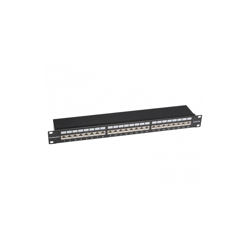  ZX9CDLW5892 Rackmount 24 Port Shielded Cat6A Patch Panel, Horizontal, 110 Type, 568A and 568B Compatible, 1U