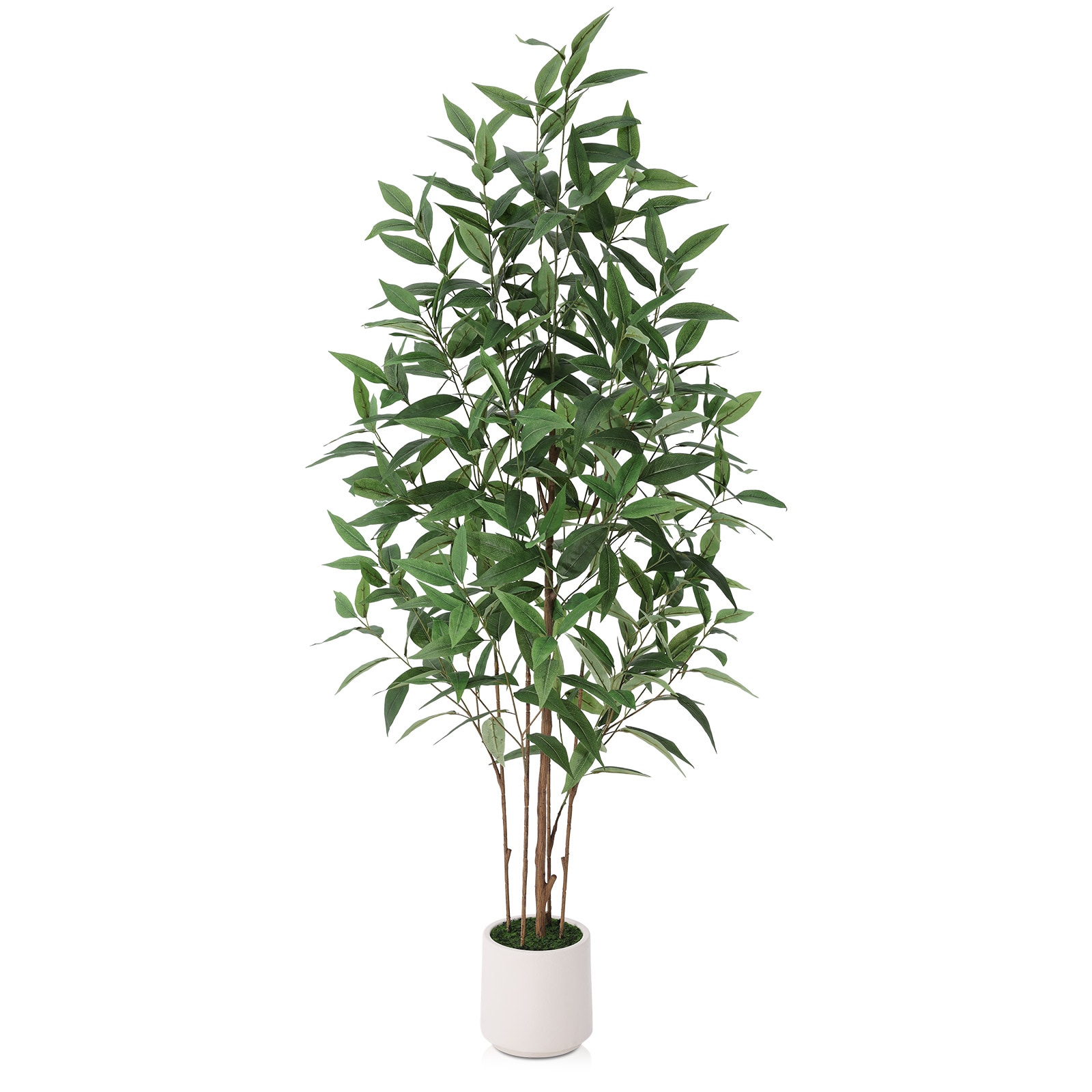 VeriNatural 60-in Green Indoor/Outdoor Floor Eucalyptus Artificial Tree - Vivid Green Leaves and White Planter