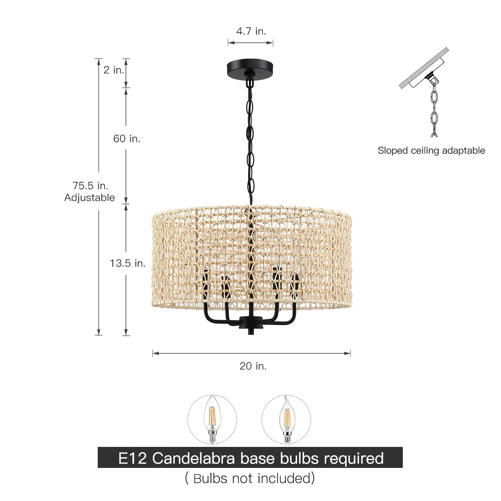 True Fine 4-Light Matte Black Coastal Led Cage Chandelier TD90063C at ...