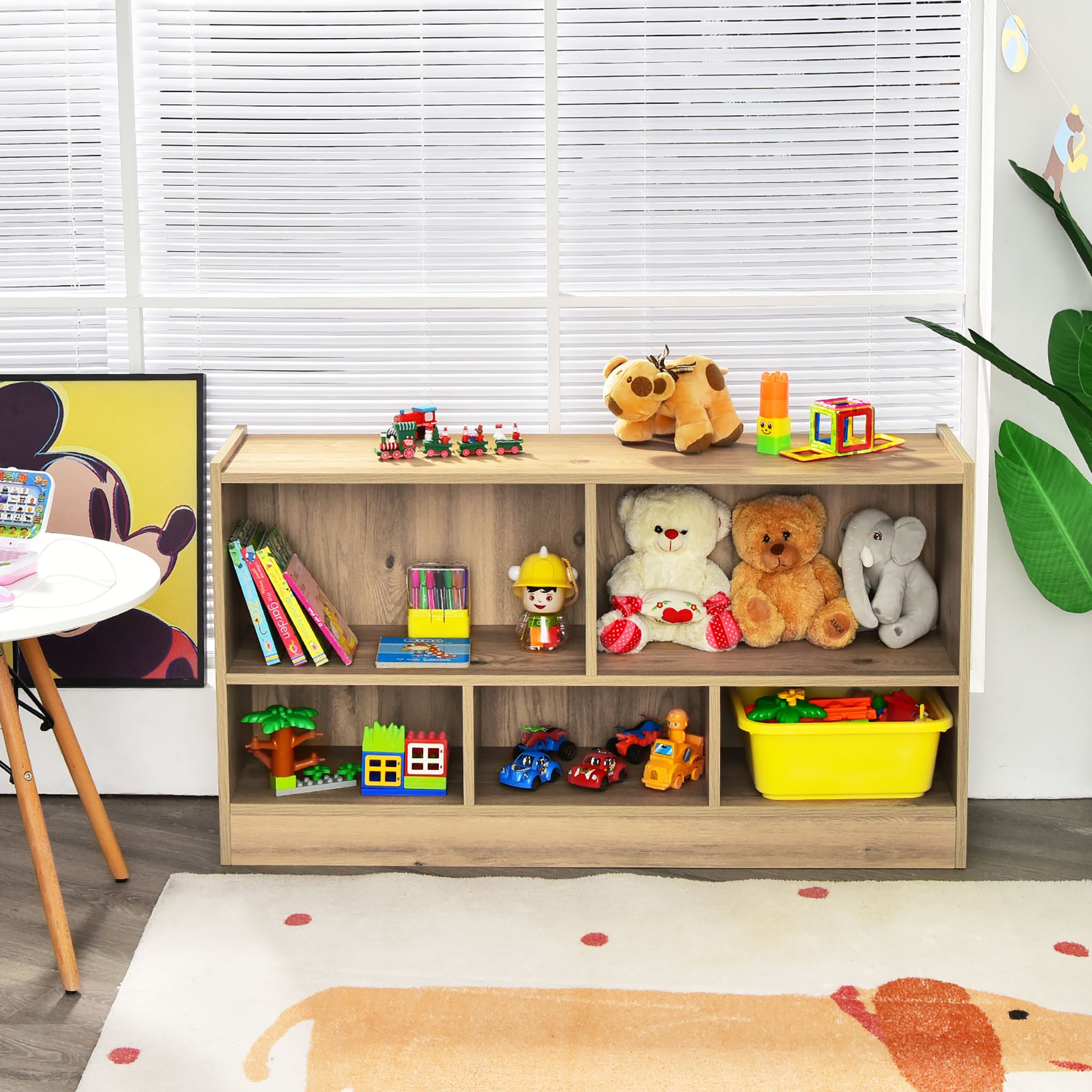 Natural Medium Wood Kids 5-Cube Storage Cabinet